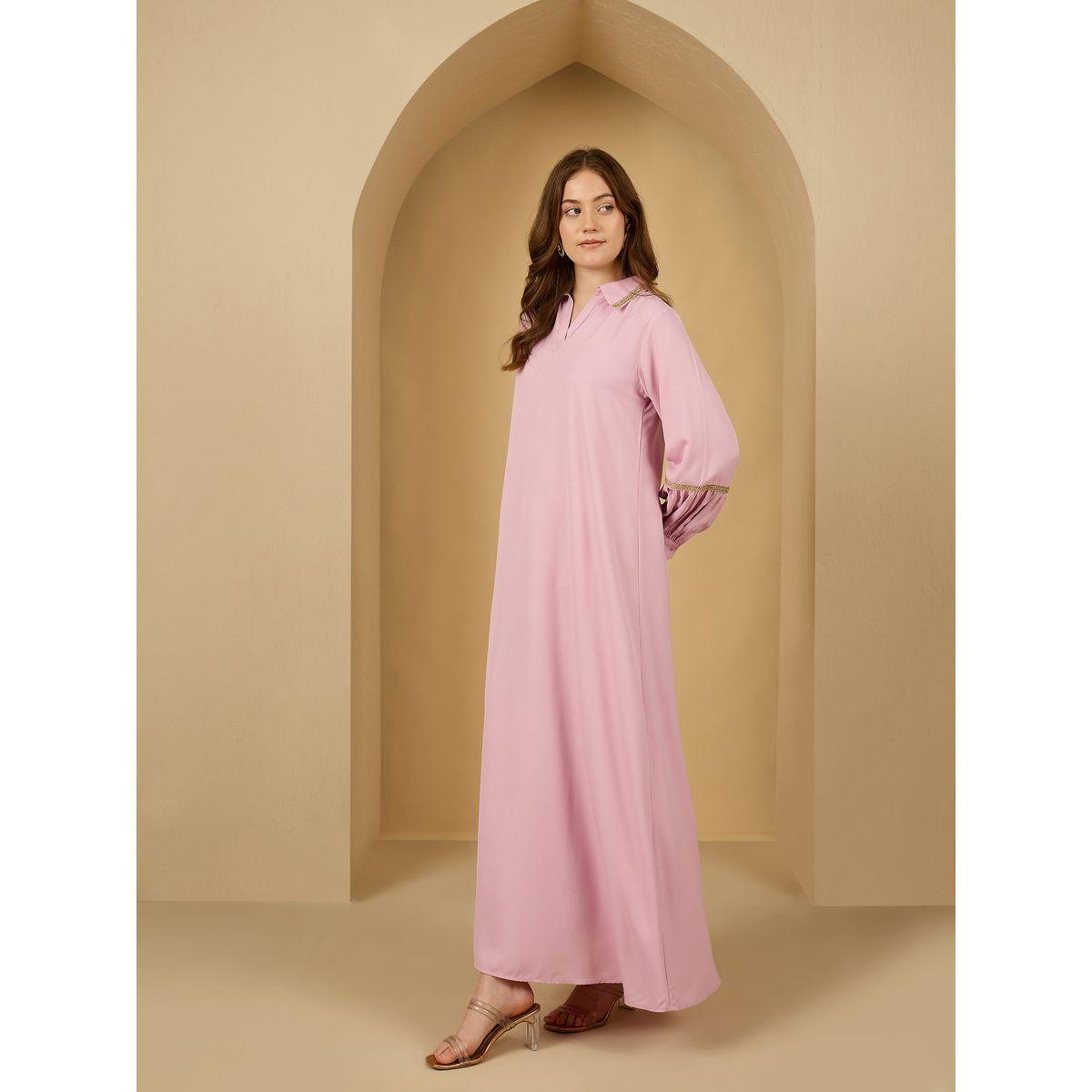 أميرة x ستايلي جلابية بياقة مع تفاصيل دانتيل-women-arabicclothing-jalabiyas-image-3