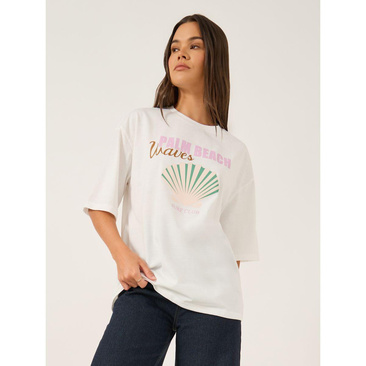 تيشيرت فضفاض بطبعة جرافيك وأكمام قصيرة-women-clothing-tshirts-image-3