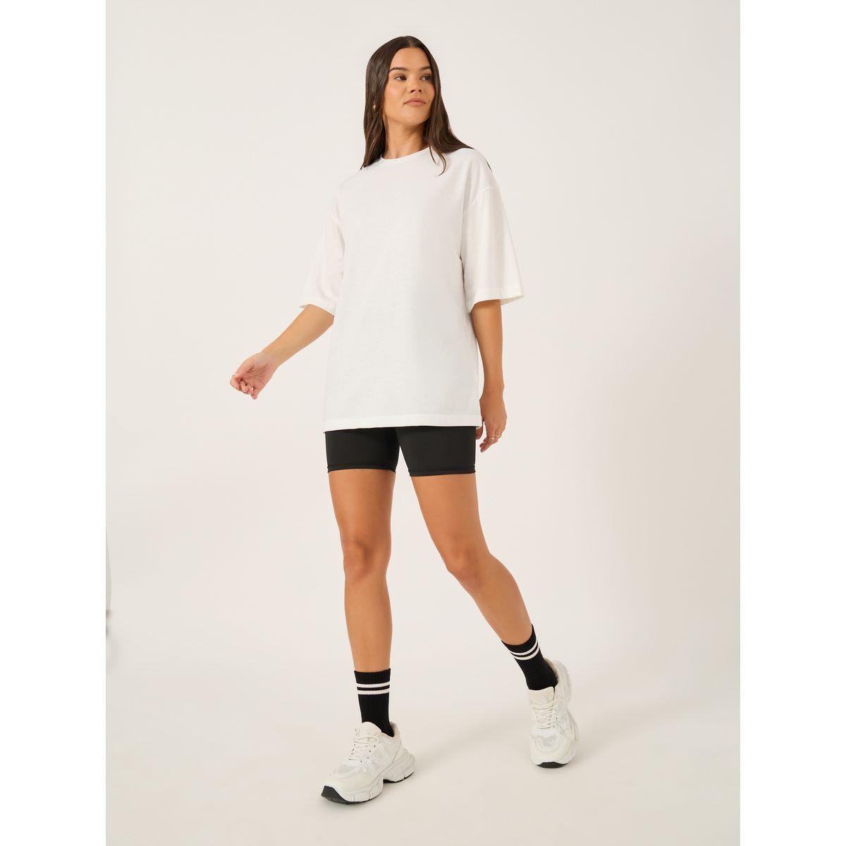 تيشيرت فضفاض بطبعة كتابة وأكمام قصيرة-women-clothing-tshirts-image-2