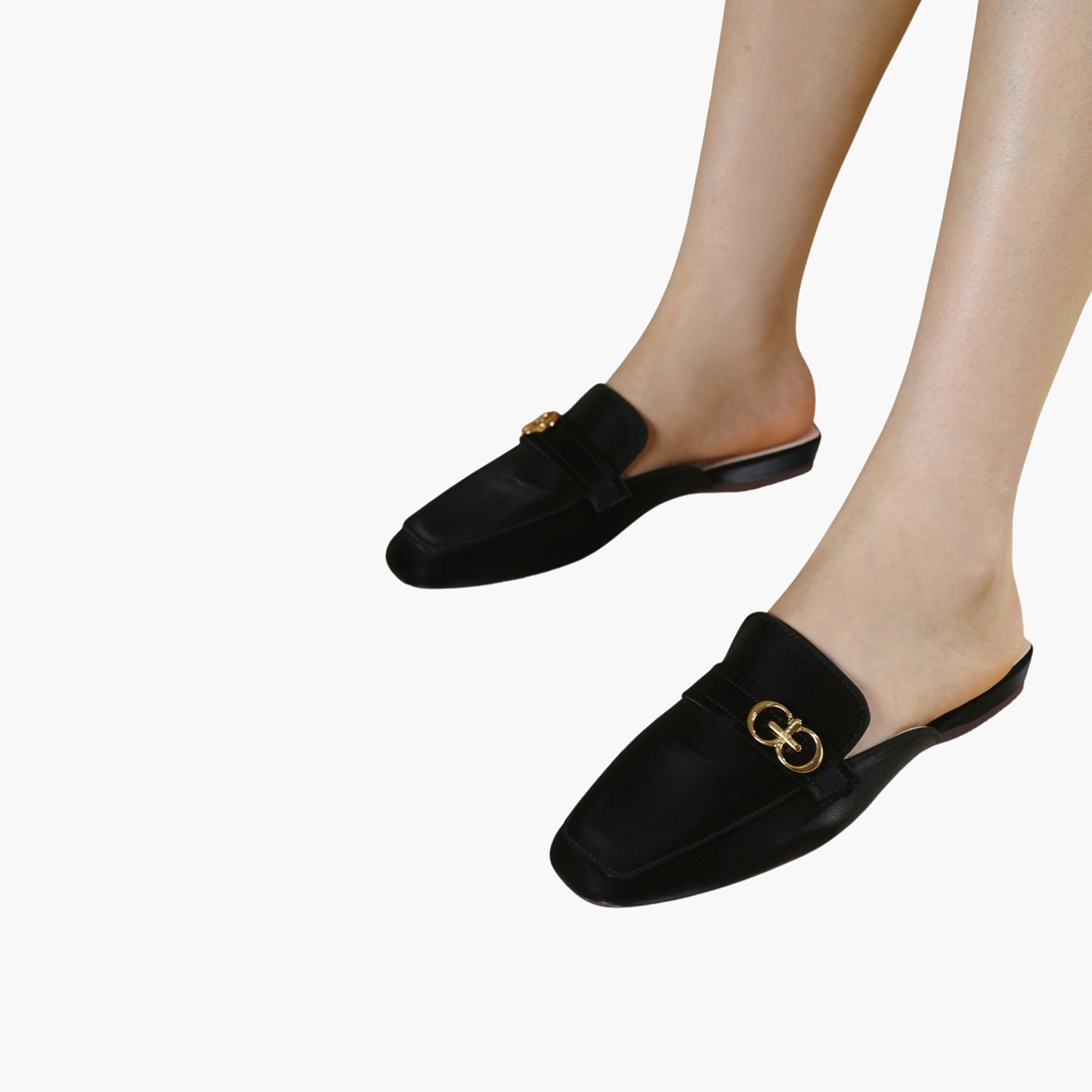 Sneak-a-Peek x Styli Metal Trim Square Toe Slip-On Mules-women-shoes-sandals-flats-image-1