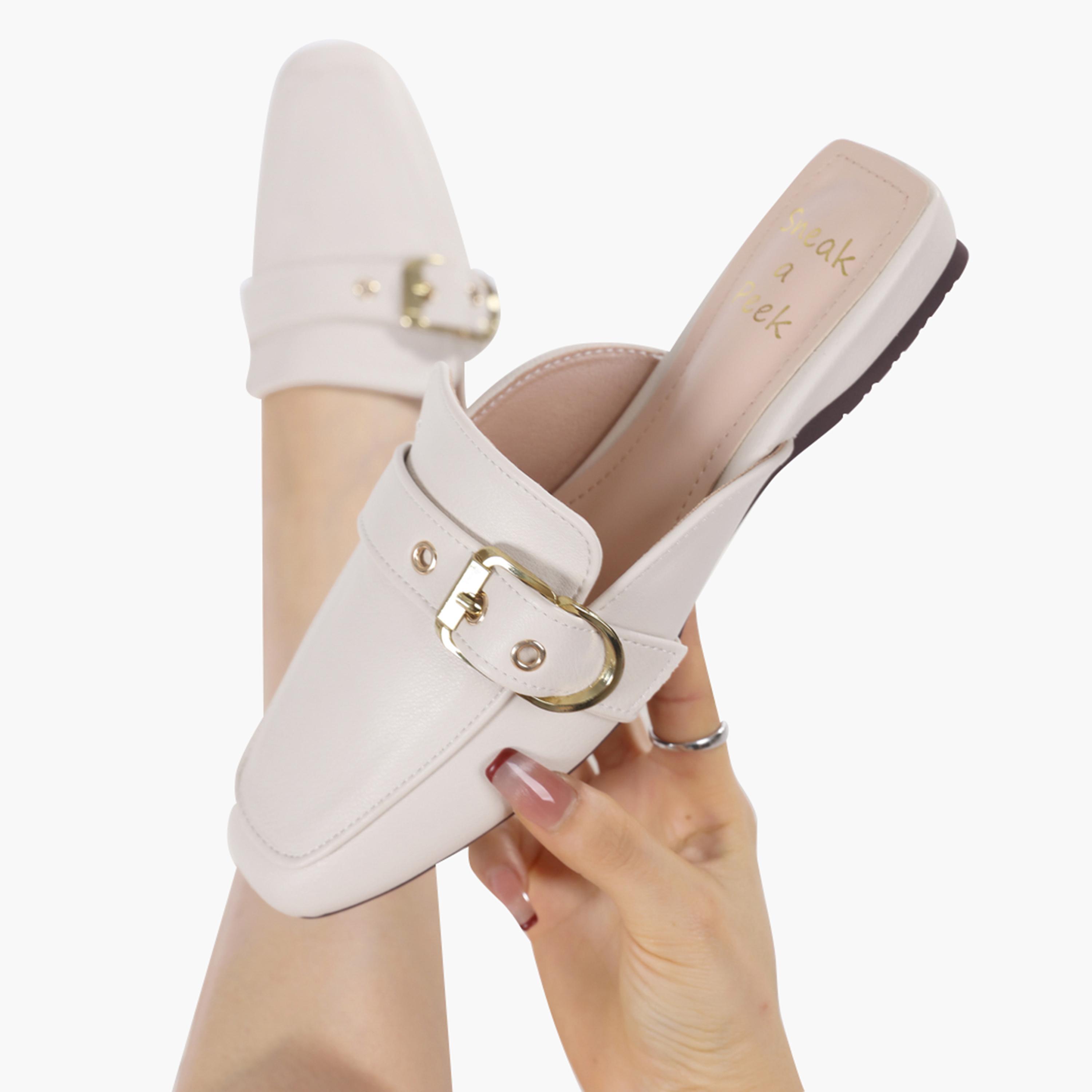 Sneak-a-Peek x Styli Buckle Detail Square Toe Slip-On Mules-women-shoes-sandals-flats-image-4