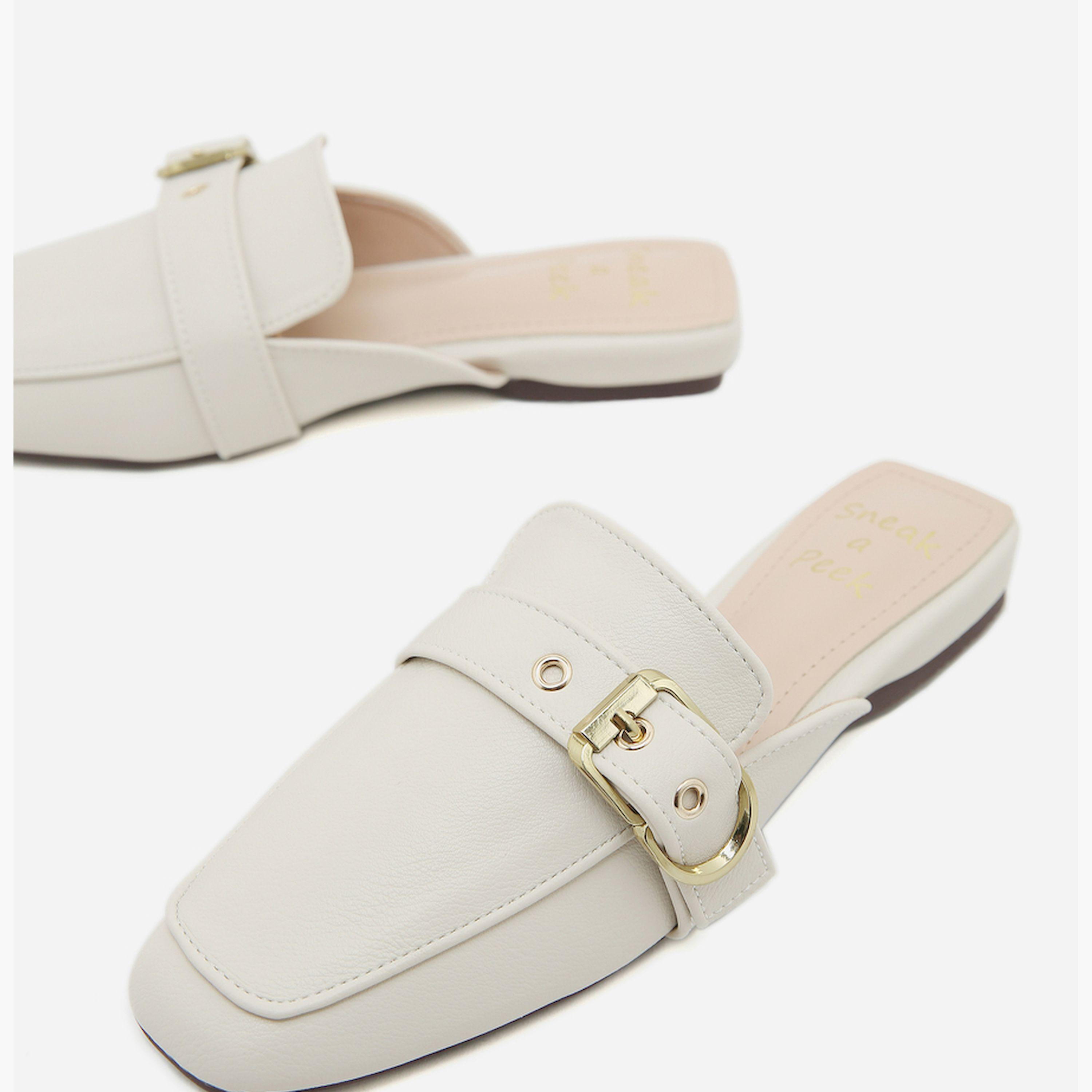 Sneak-a-Peek x Styli Buckle Detail Square Toe Slip-On Mules-women-shoes-sandals-flats-image-5