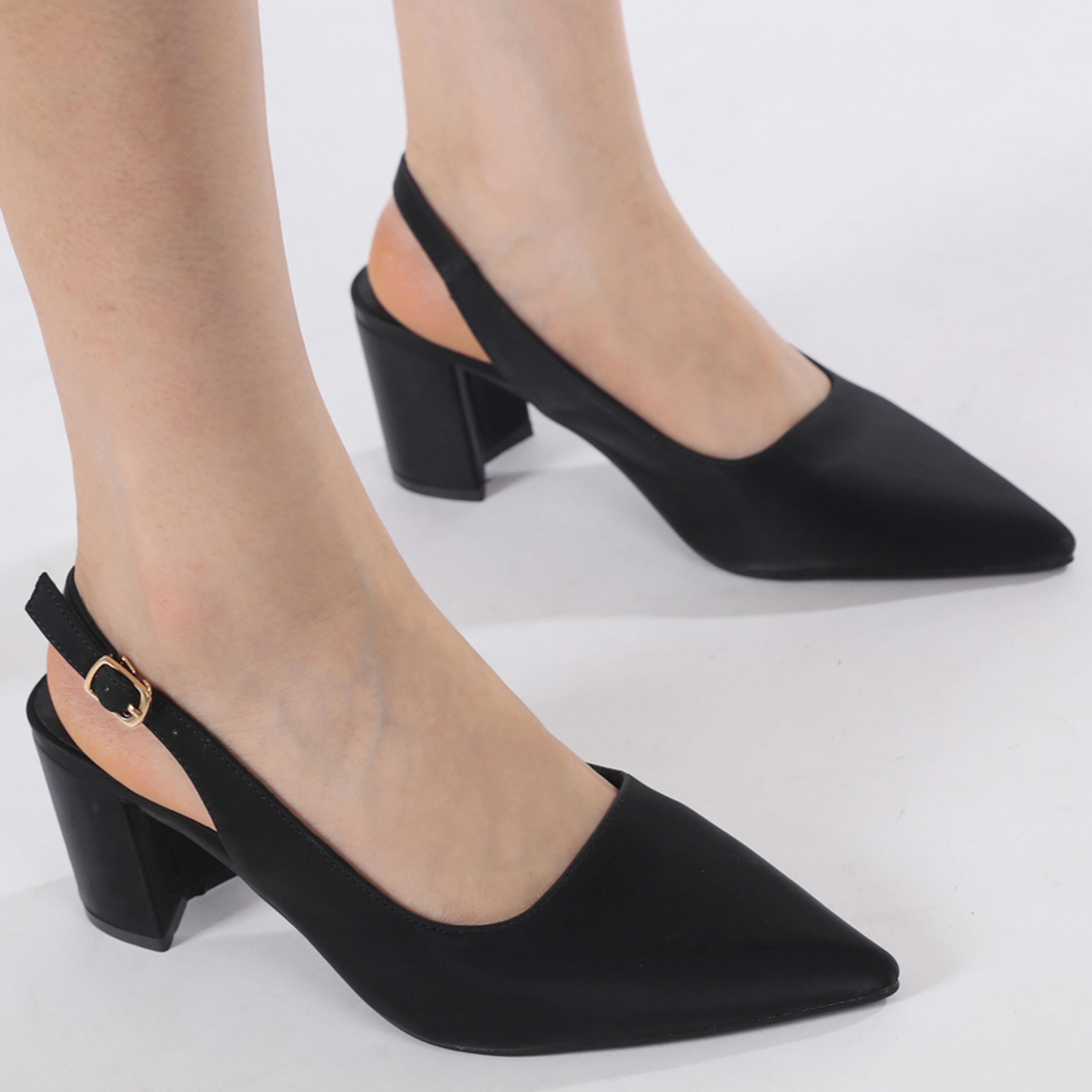 Sneak-a-Peek x Styli Plain Slingback Pointed Toe Block Heel Shoes-women-shoes-heels-image-2