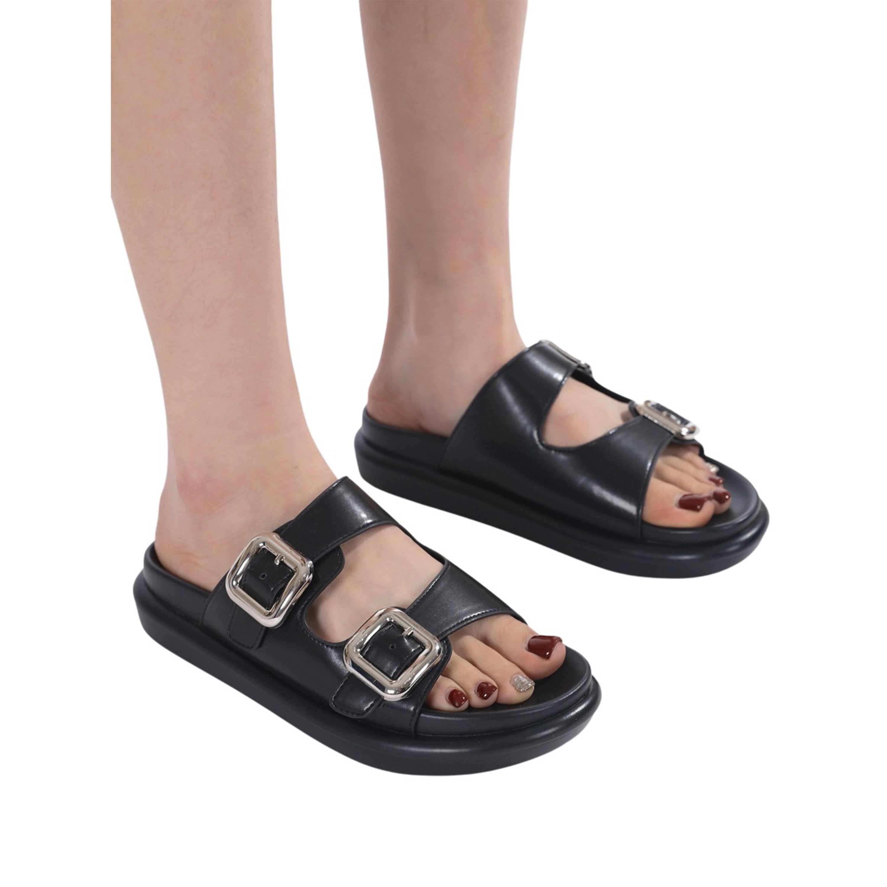 سنيك-أ-بيك × ستايلي - صندل مسطح مريح بمشبك مزدوج-women-shoes-sandals-flats-image-2