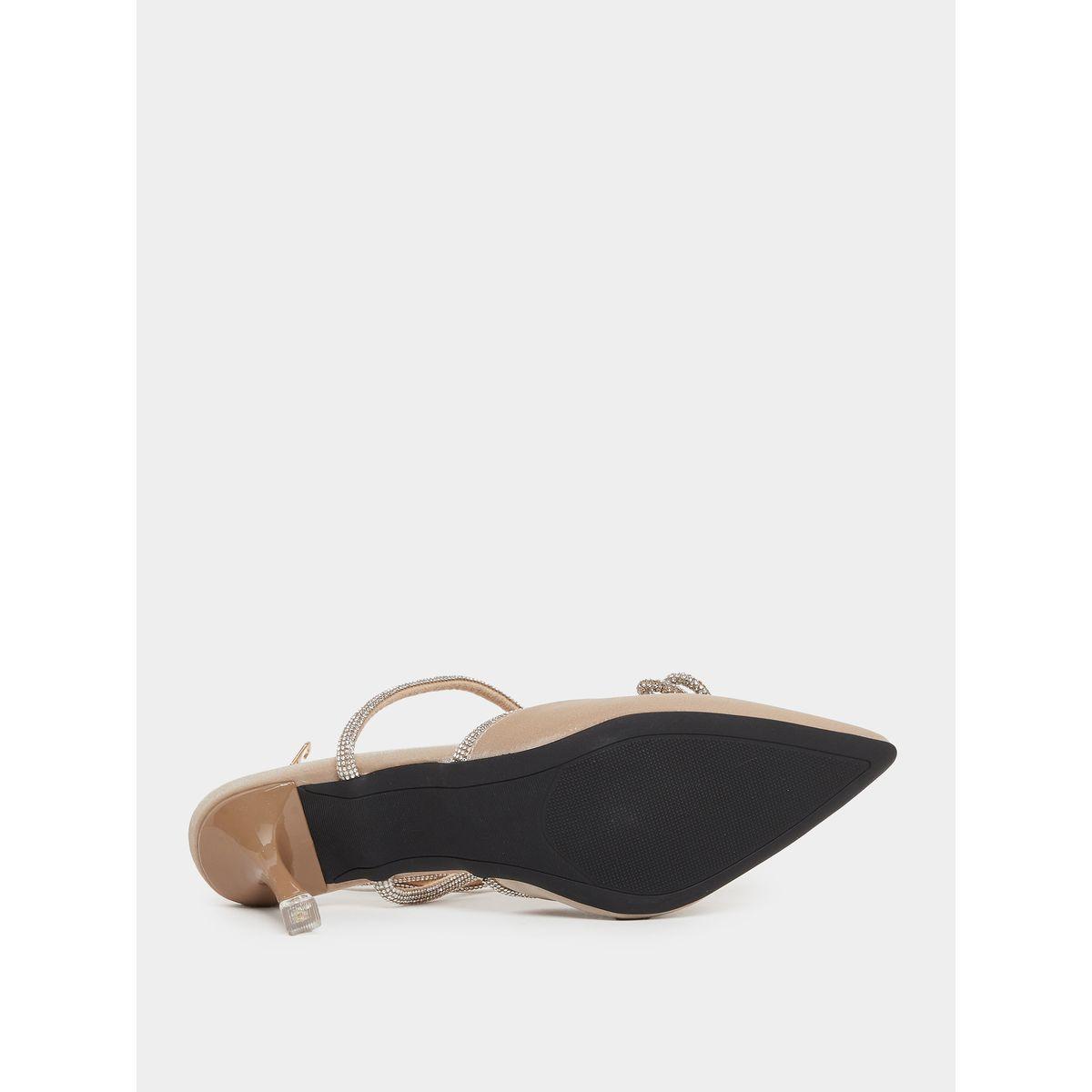 Sneak-a-Peek Beige Rhinestone Embellished Pointed Toe Ankle Strap Pumps-women-shoes-heels-image-7