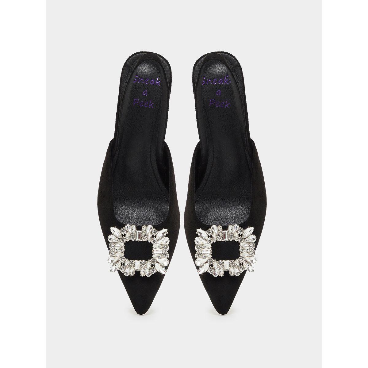 Sneak-a-Peek Rhinestone Buckle Detail Block Heel Slingback Shoes-women-shoes-heels-image-6
