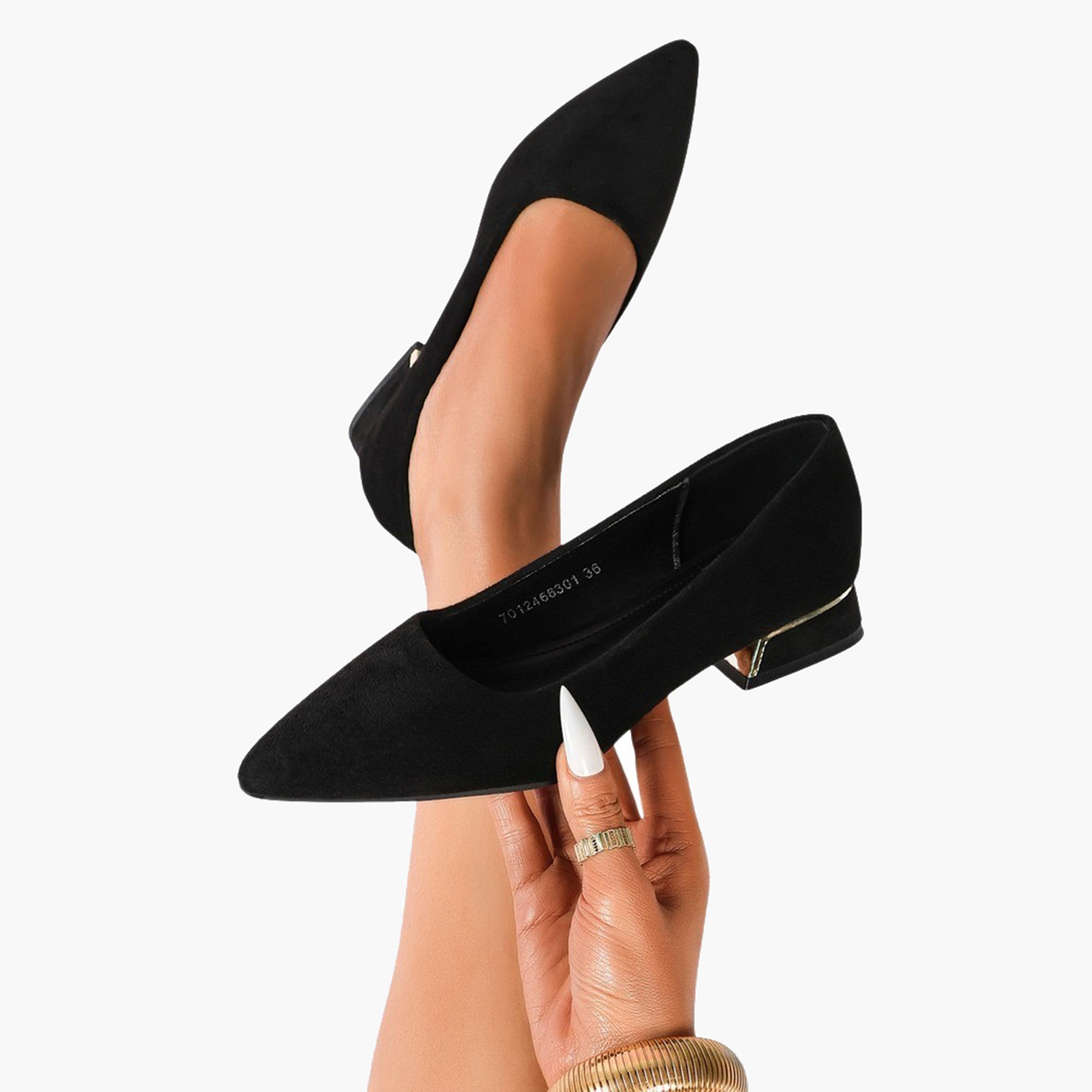 Sneak-a-Peek x Styli Plain Pointed Toe Suede Block Heel Shoes-women-shoes-heels-image-5