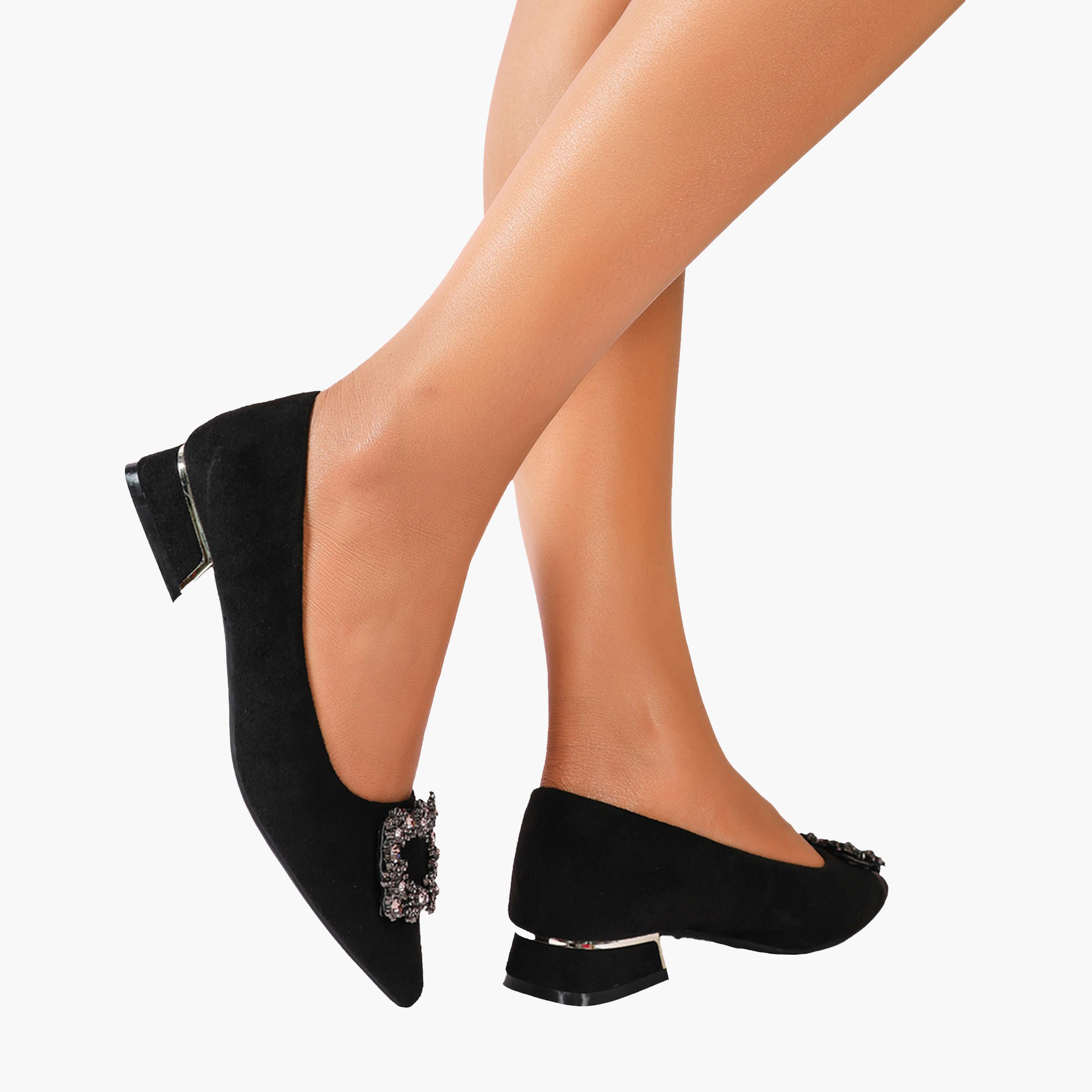 سنيك ابيك × ستايلي-  حذاء بكعب سميك ومقدمة مدببة مزخرف-women-shoes-heels-image-4