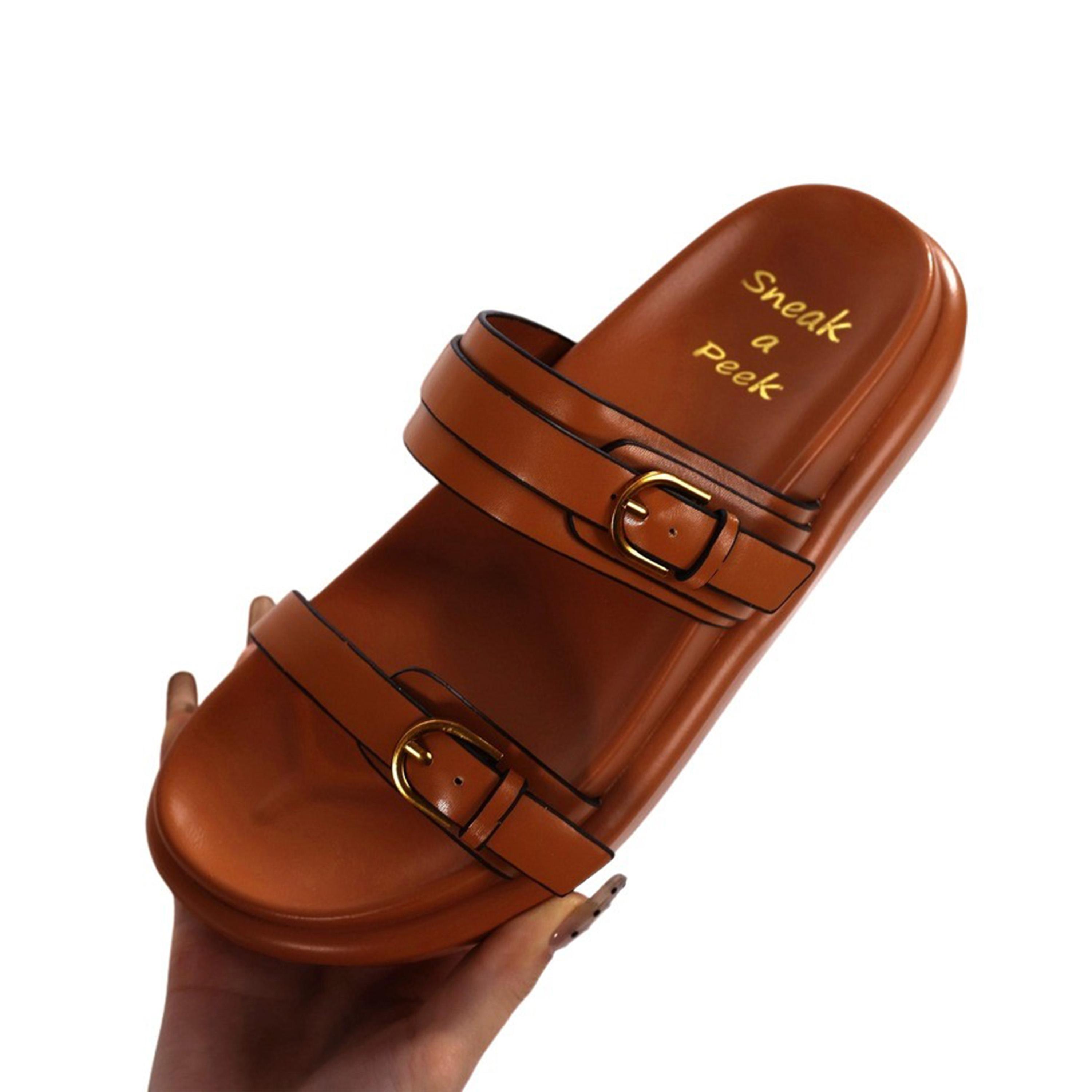 Sneak-a-Peak X Styli Comfort Double Buckle Flatform Sandals-women-shoes-sandals-flats-image-4
