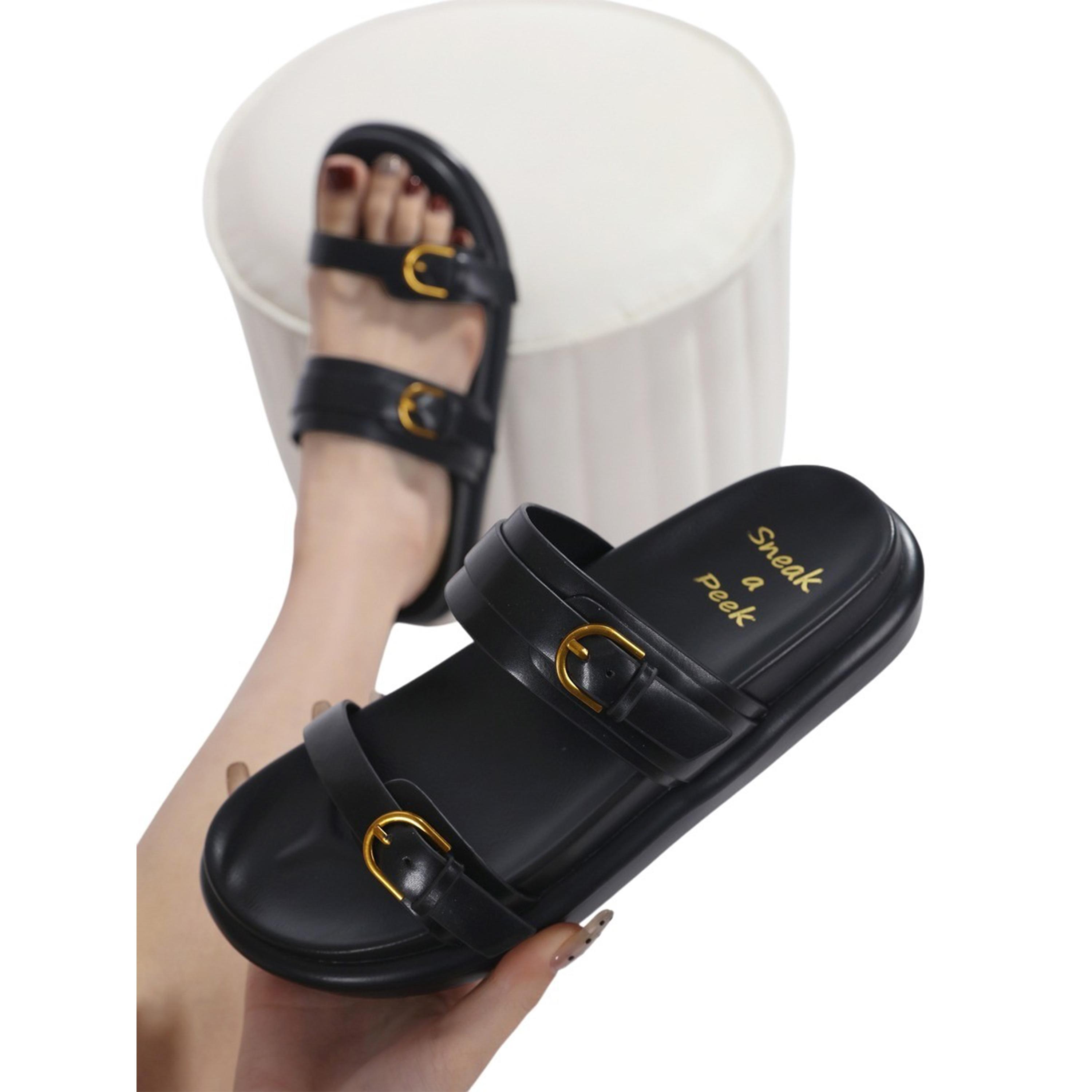 سنيك-أ-بيك × ستايلي - صندل مسطح مريح بمشبك مزدوج-women-shoes-sandals-flats-image-5