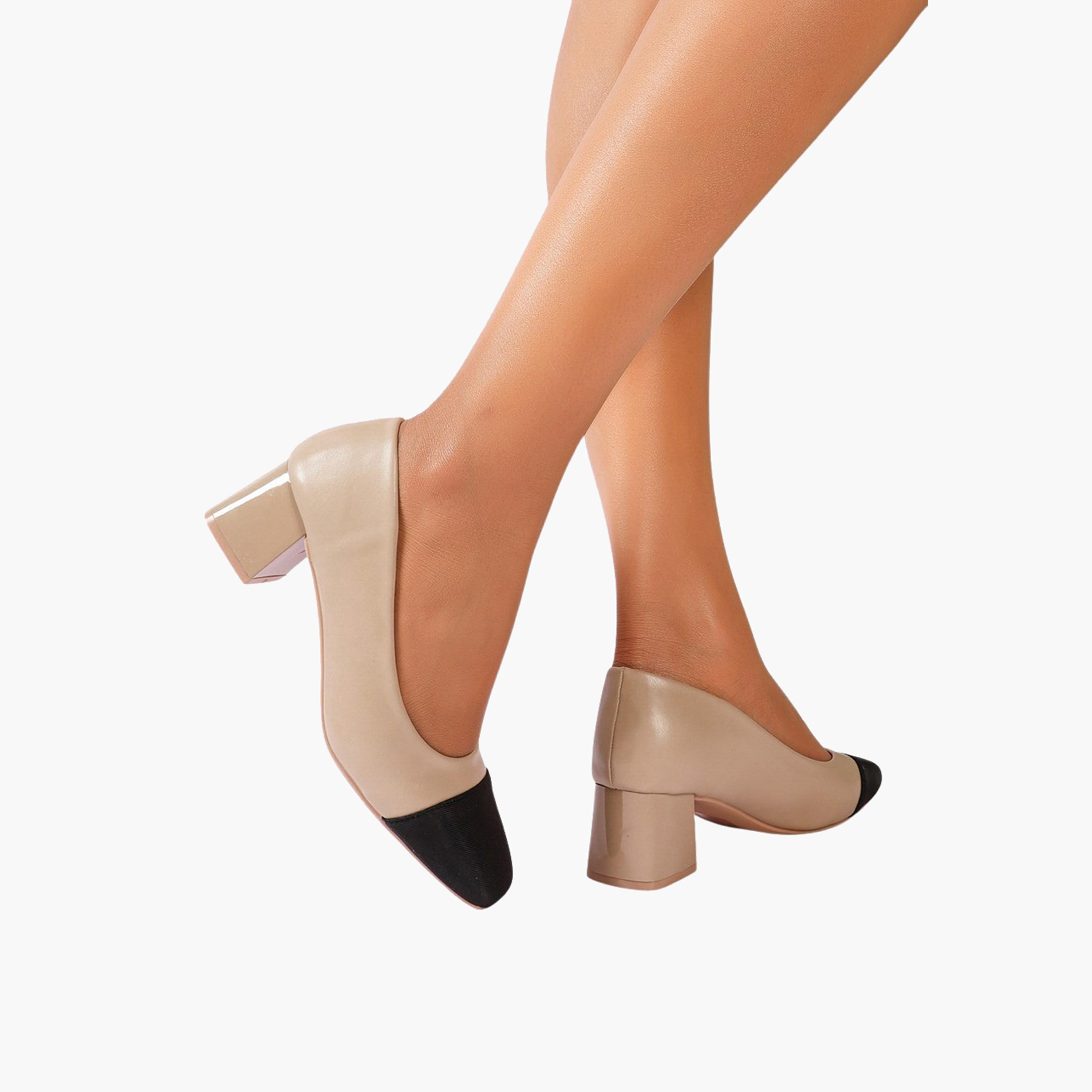 Sneak-a-Peek x Styli Two Tone Square Toe Block Heeled Pumps-women-shoes-heels-image-4