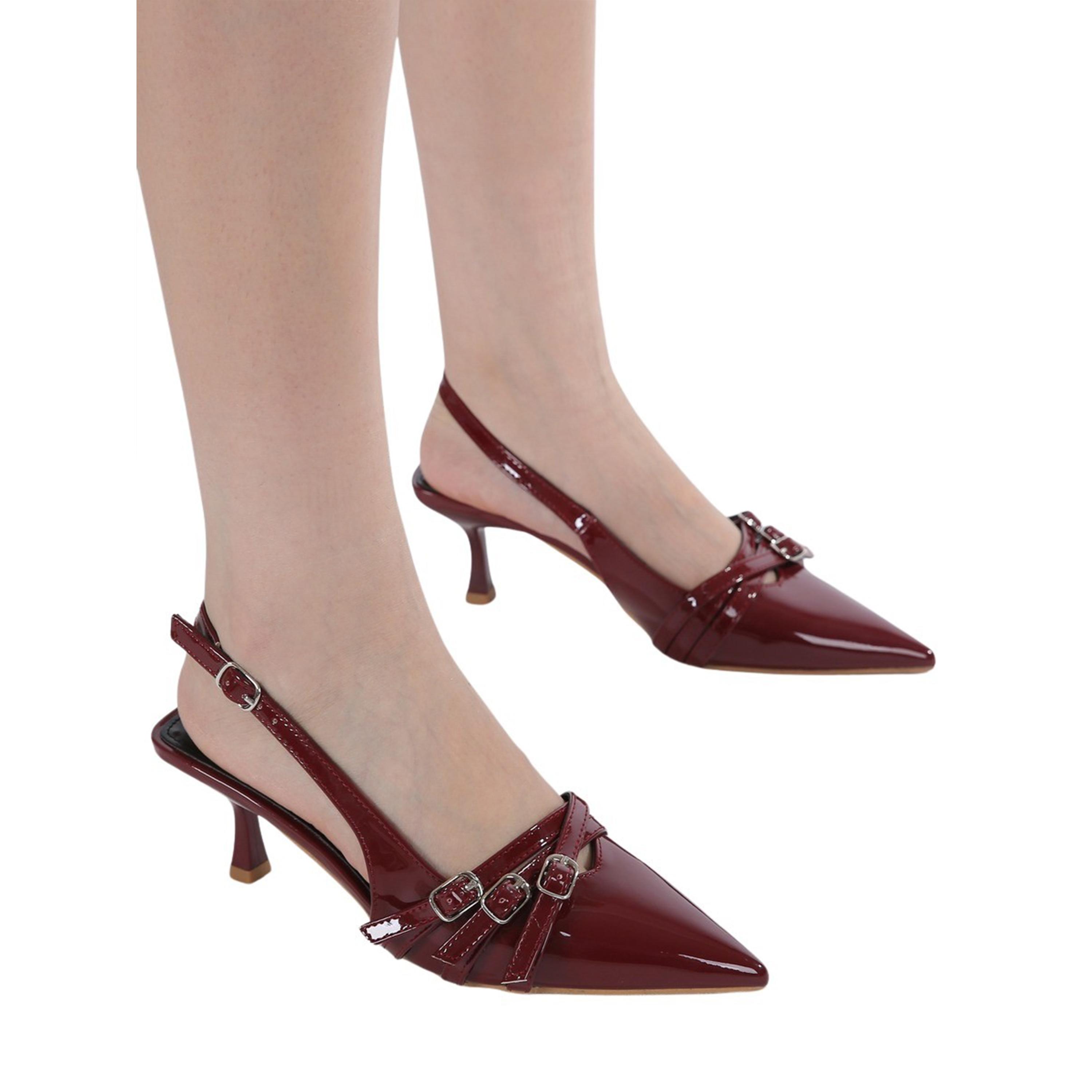 Sneak-a-Peak X Styli Pointed Toe Stiletto High Heels Pumps with Buckle Details-women-shoes-heels-image-2