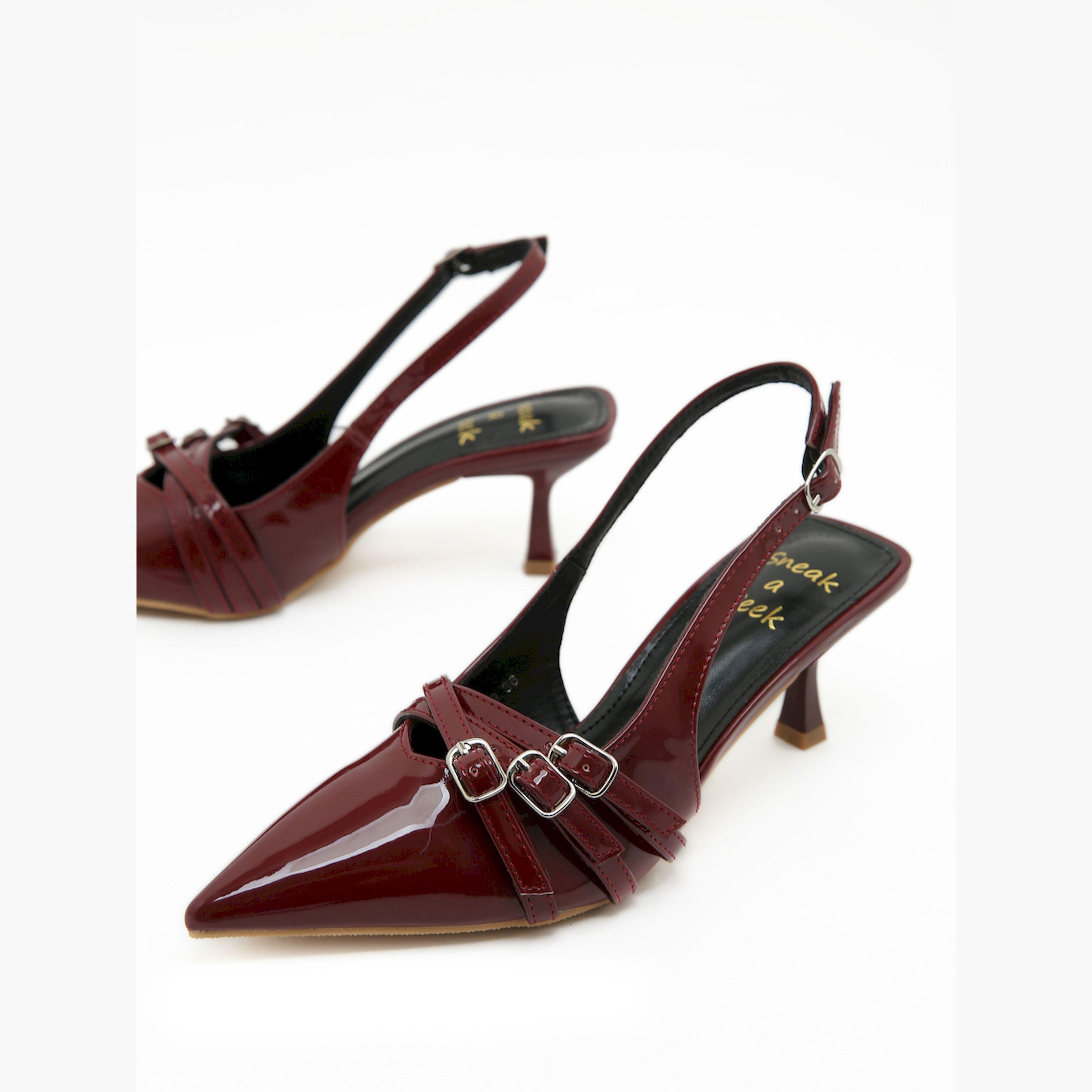 Sneak-a-Peak X Styli Pointed Toe Stiletto High Heels Pumps with Buckle Details-women-shoes-heels-image-4