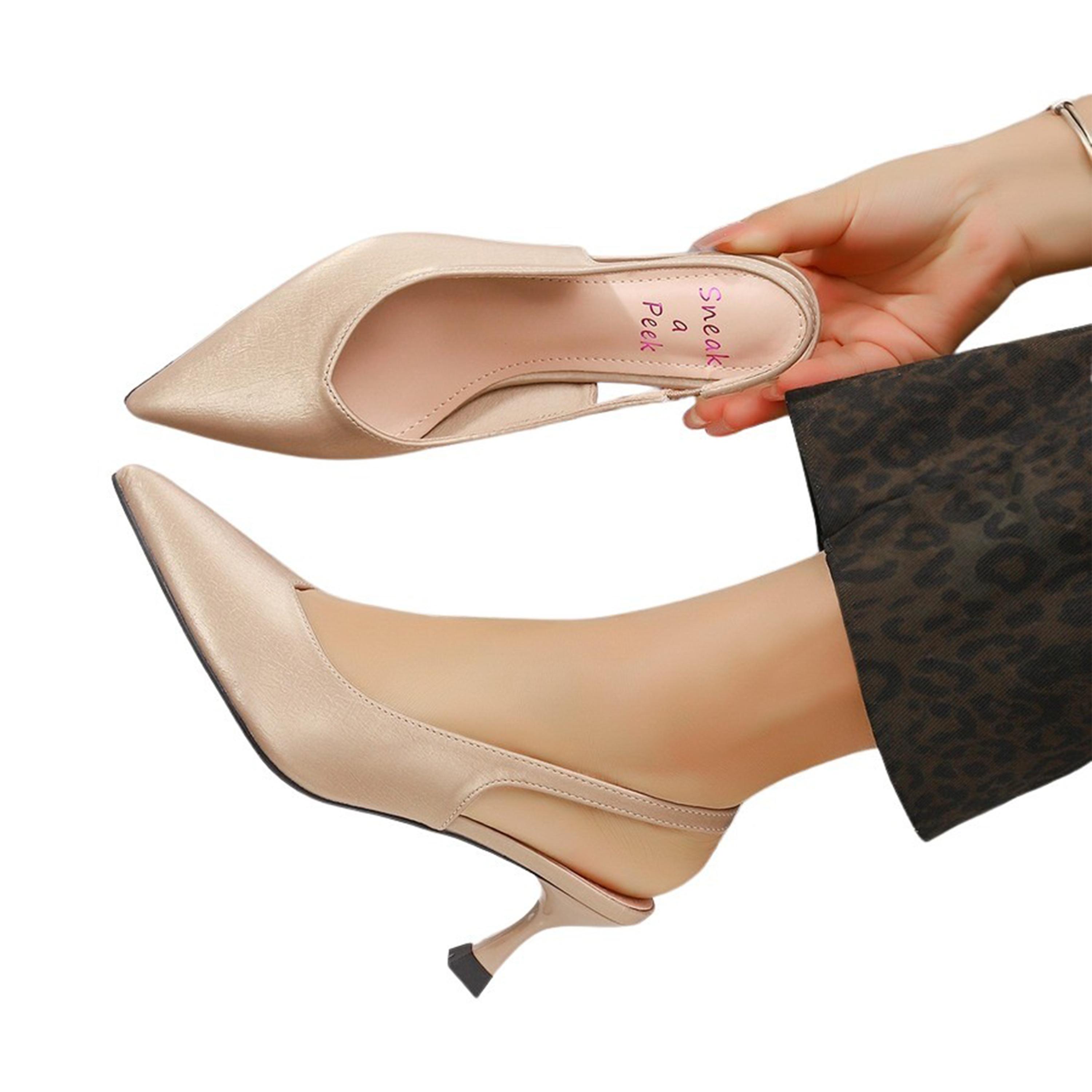 Sneak-a-Peak X Styli Pointed Toe Slingback Kitten Heels Pumps-women-shoes-heels-image-5