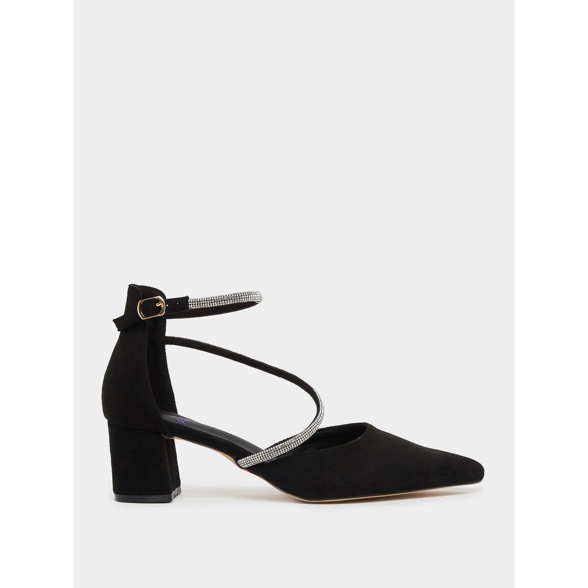 Sneak-a-Peek Rhinestone Strap Suede Block Heel Ankle Strap Shoes-women-shoes-heels-image-2