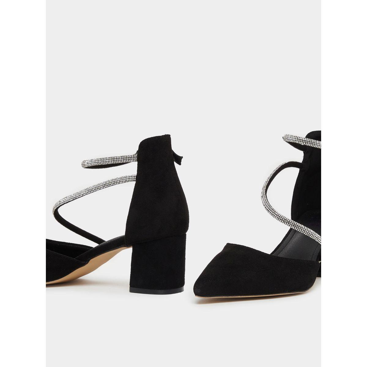 Sneak-a-Peek Rhinestone Strap Suede Block Heel Ankle Strap Shoes-women-shoes-heels-image-4
