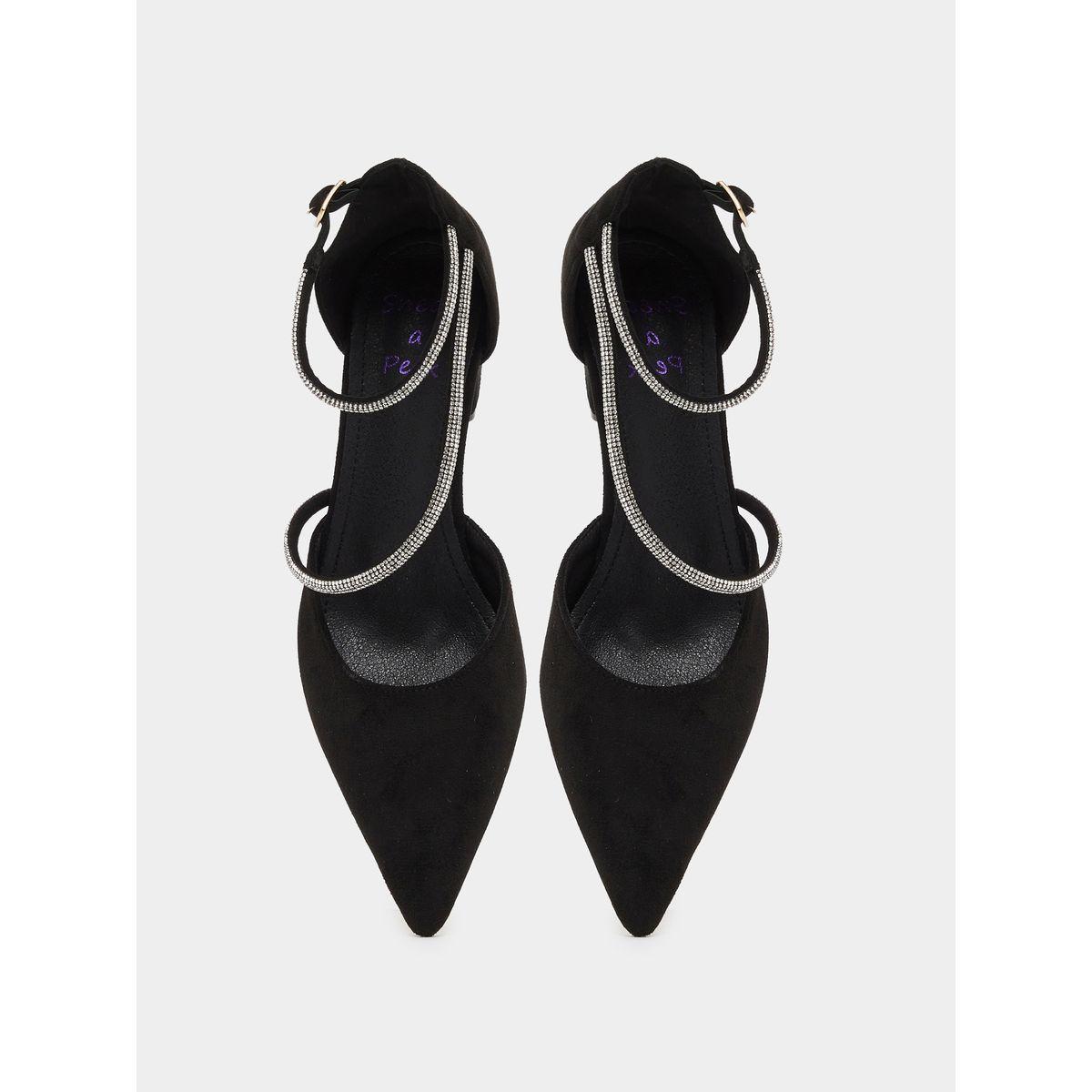 Sneak-a-Peek Rhinestone Strap Suede Block Heel Ankle Strap Shoes-women-shoes-heels-image-6