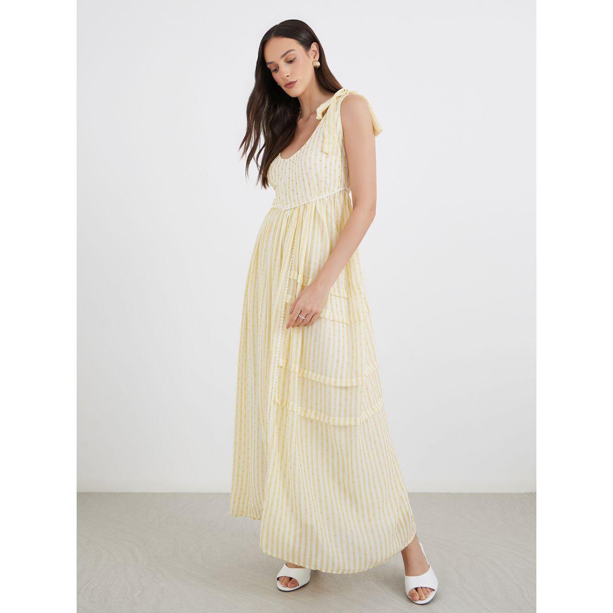 فستان طويل مخطط بنسيج بملمس دوبي-women-clothing-dresses-image-2