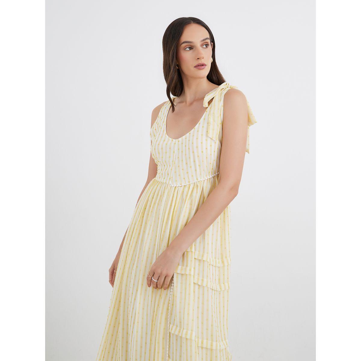Styli Tie-Up Sleeve Dobby Striped Maxi Dress-women-clothing-dresses-image-3