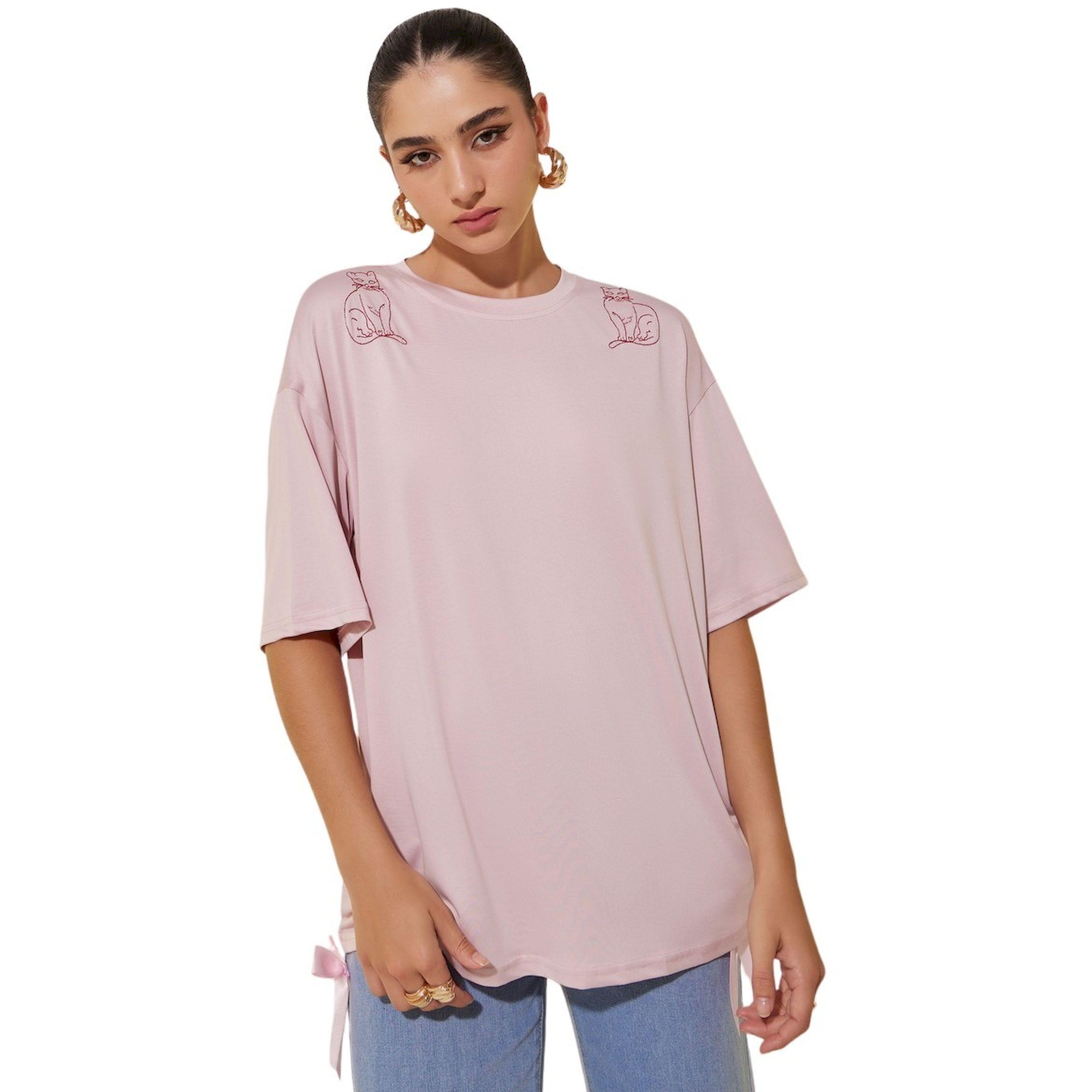ستايلي - تي شيرت محبوك كبير الحجم بأكمام قصيرة-women-clothing-tshirts-image-3