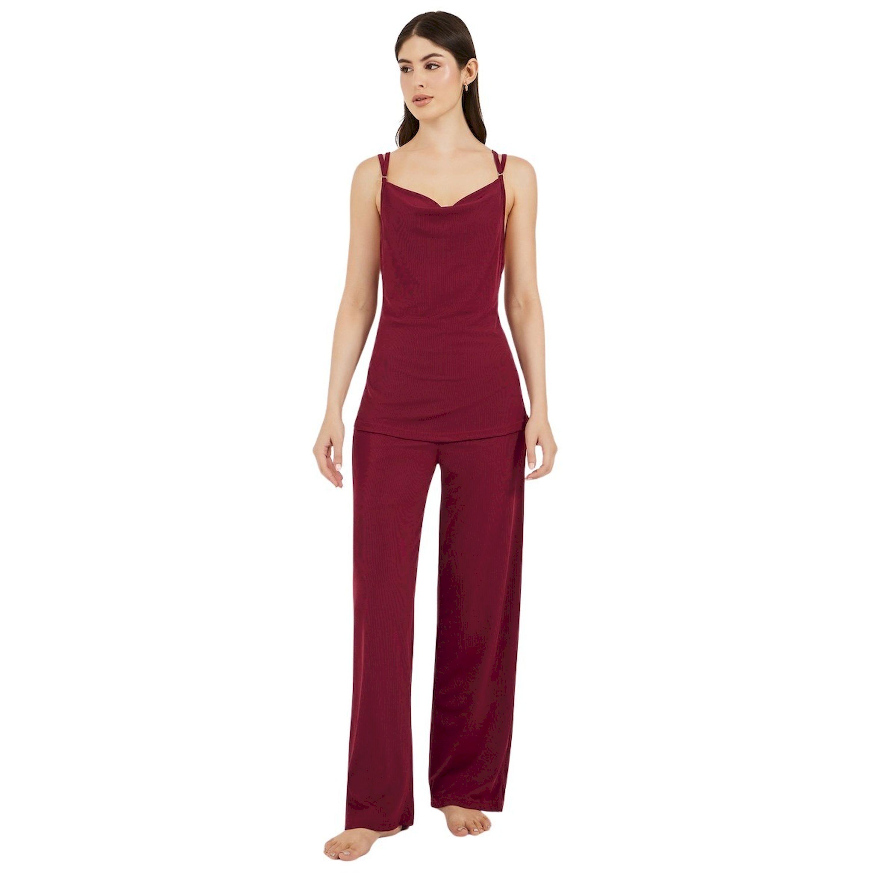 ستايلي - طقم بنطال بيجامة مع بلوزة بتفاصيل ظهر الفراشة ورقبة متدلية-women-clothing-nightwear-pyjamas-longsets-image-1