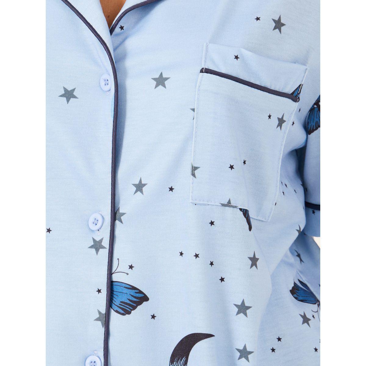 طقم بيجاما من بنطال وبلوزة بطبعة جرافيك-women-clothing-nightwear-pyjamas-longsets-image-5