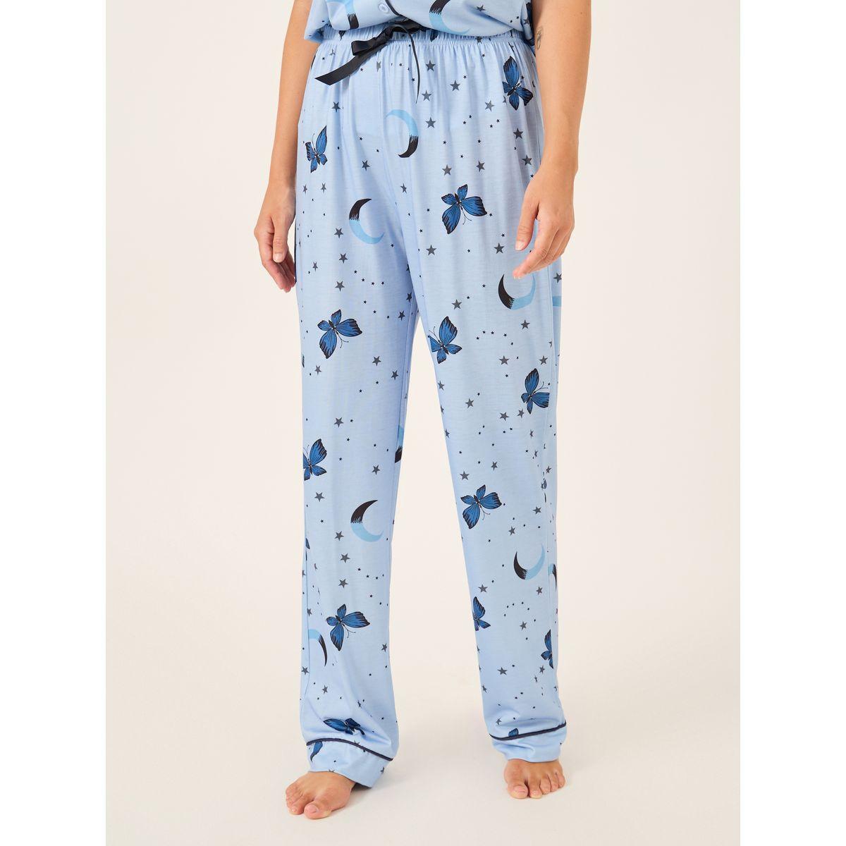 طقم بيجاما من بنطال وبلوزة بطبعة جرافيك-women-clothing-nightwear-pyjamas-longsets-image-7