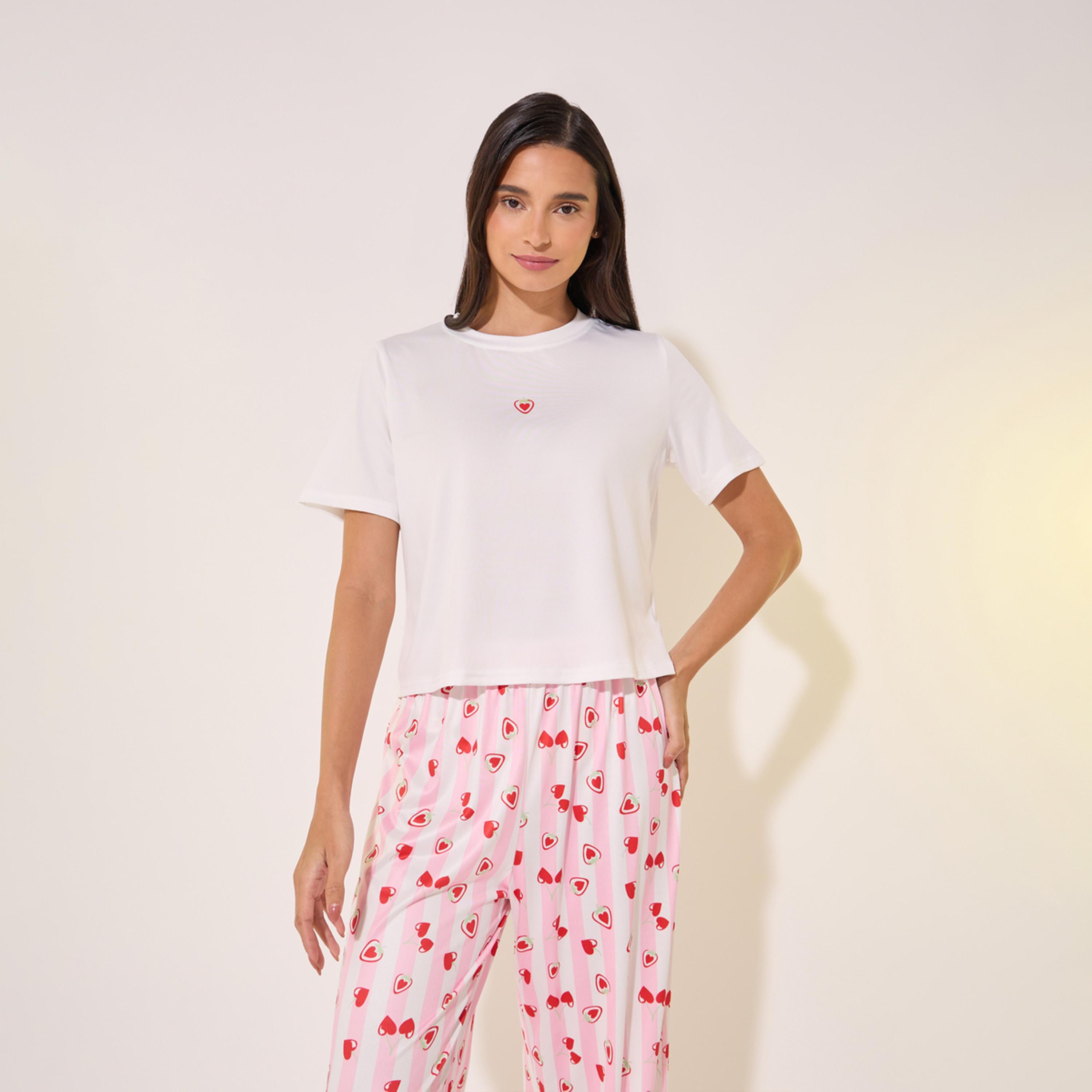 Styli Heart Print Regular Fit Tee And Pants-women-clothing-nightwear-pyjamas-longsets-image-2