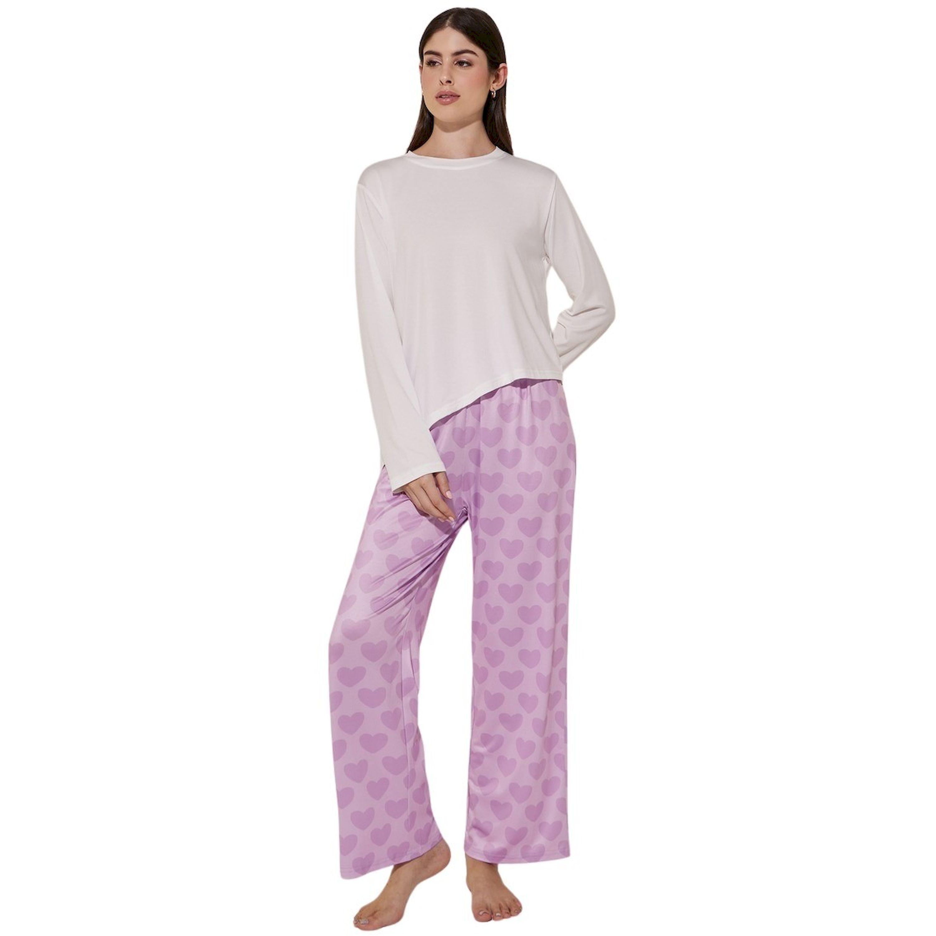 Styli Asymmetric Hem Long Sleeve Tee and Hearted Printed Straight Leg Pants-women-clothing-nightwear-pyjamas-longsets-image-1