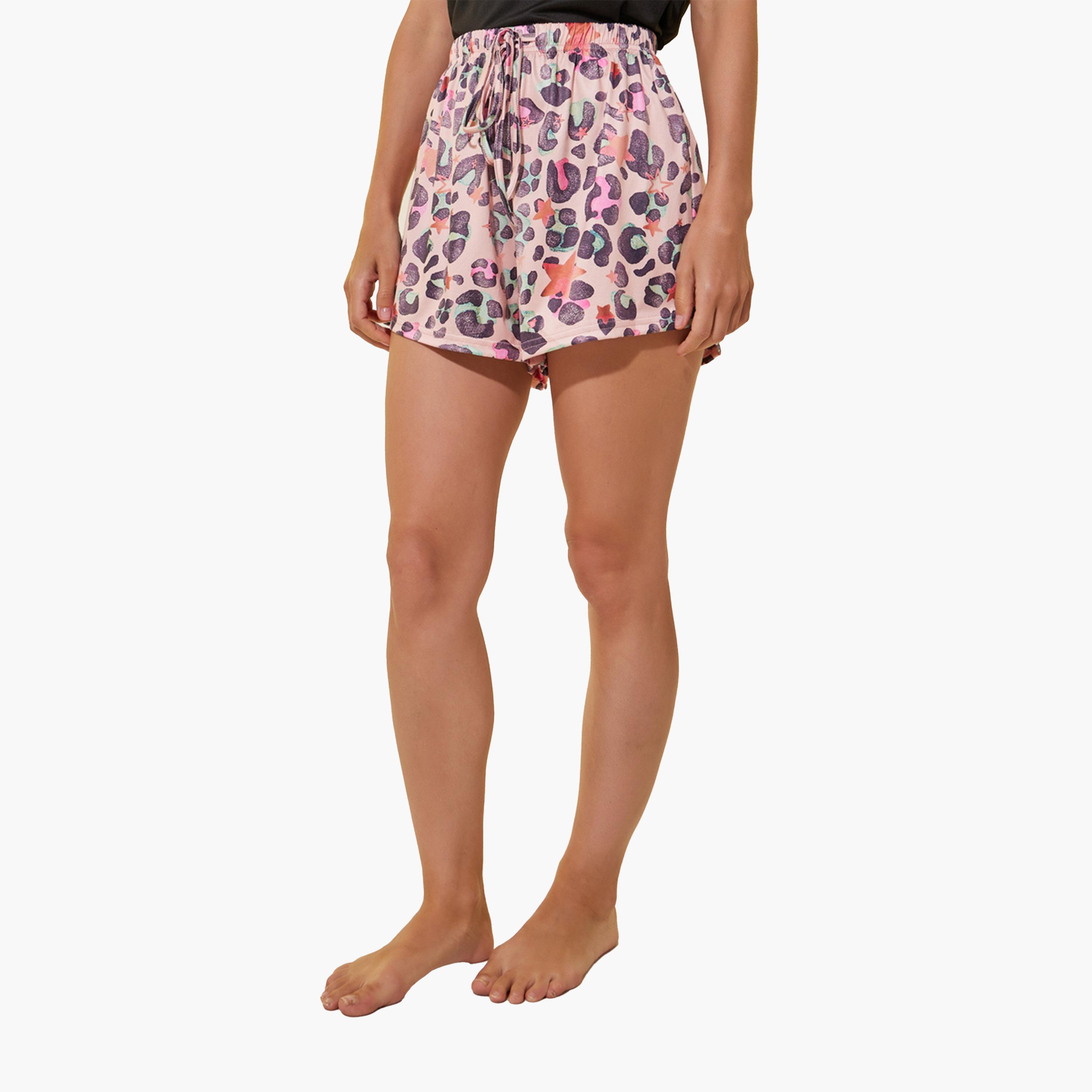 Styli Solid Short Sleeve T-Shirt and Printed Shorts-women-clothing-nightwear-pyjamas-shortsets-image-4