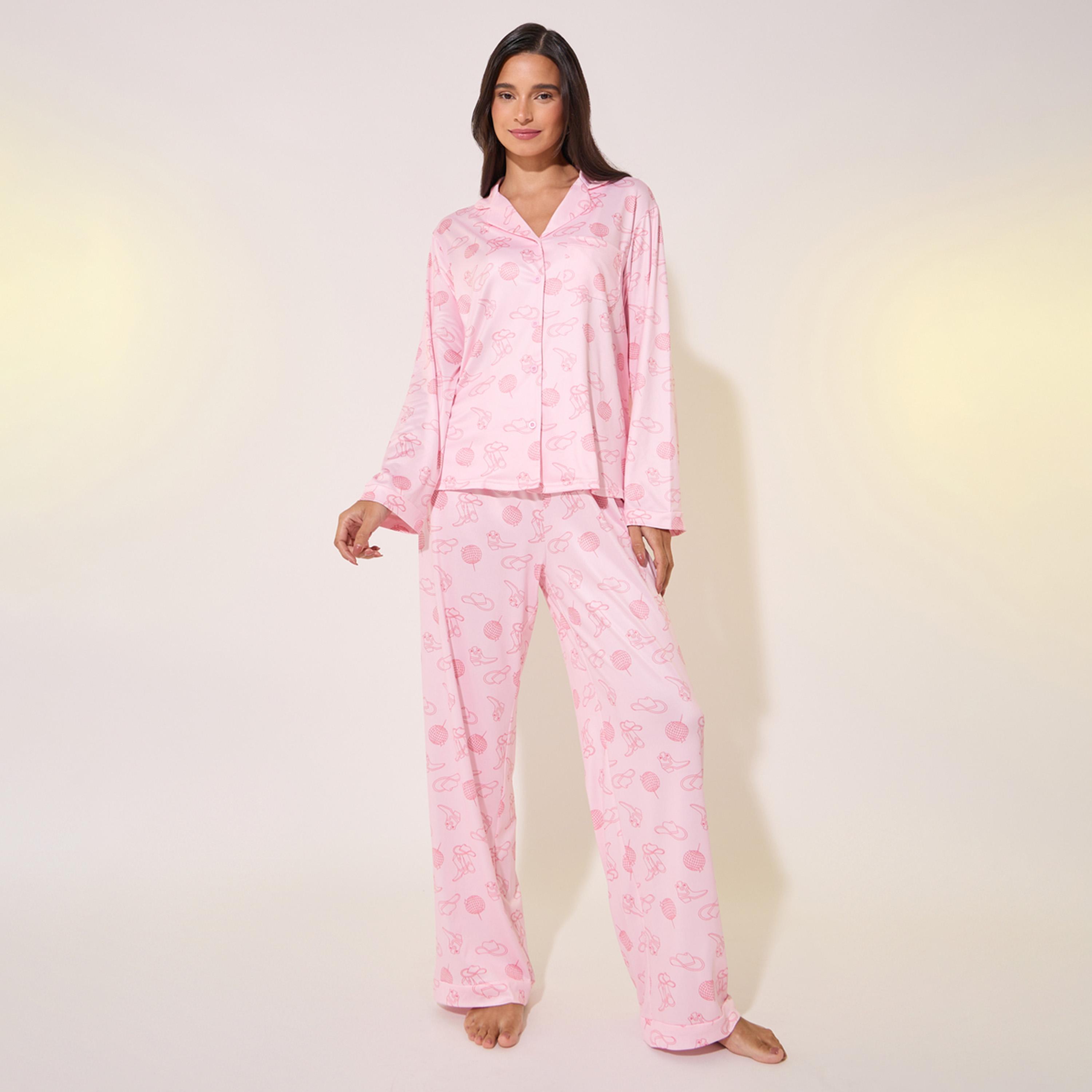 طقم من بنطال بيجاما وبلوزة مطبعة بالكامل-women-clothing-nightwear-pyjamas-longsets-image-2