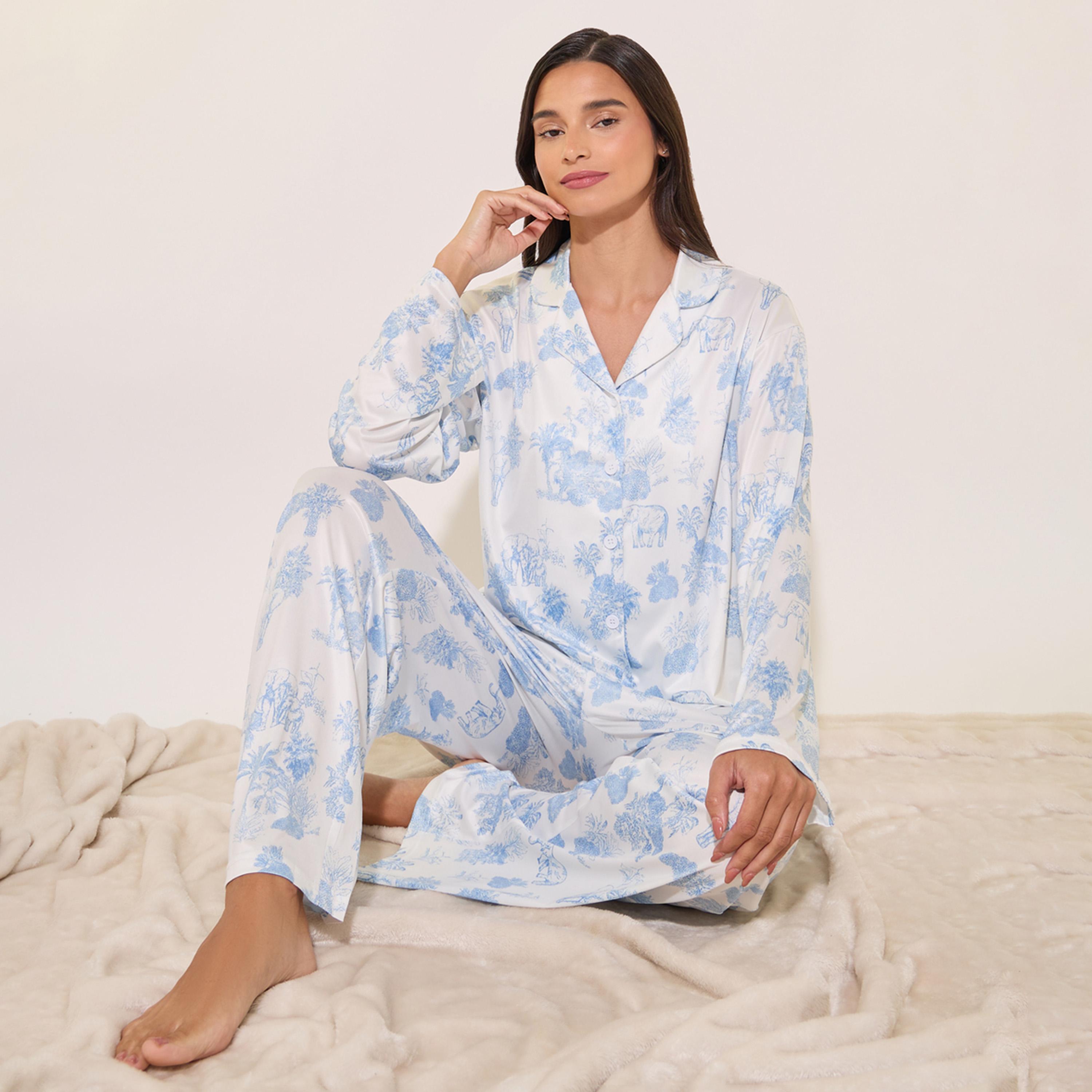 Take Two All-Over Print Shirt and Pyjama Set-women-clothing-nightwear-pyjamas-longsets-image-1