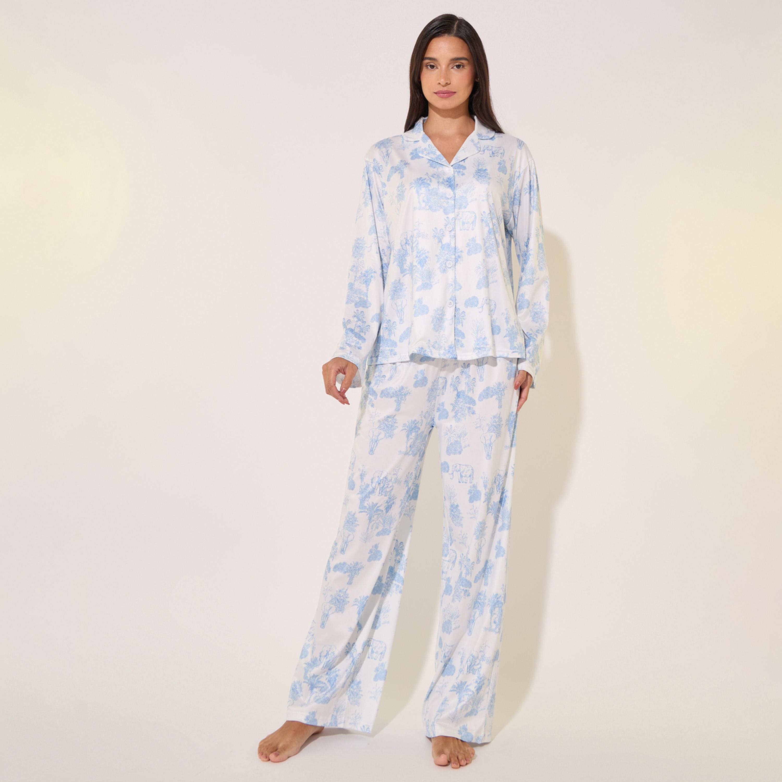 Take Two All-Over Print Shirt and Pyjama Set-women-clothing-nightwear-pyjamas-longsets-image-2