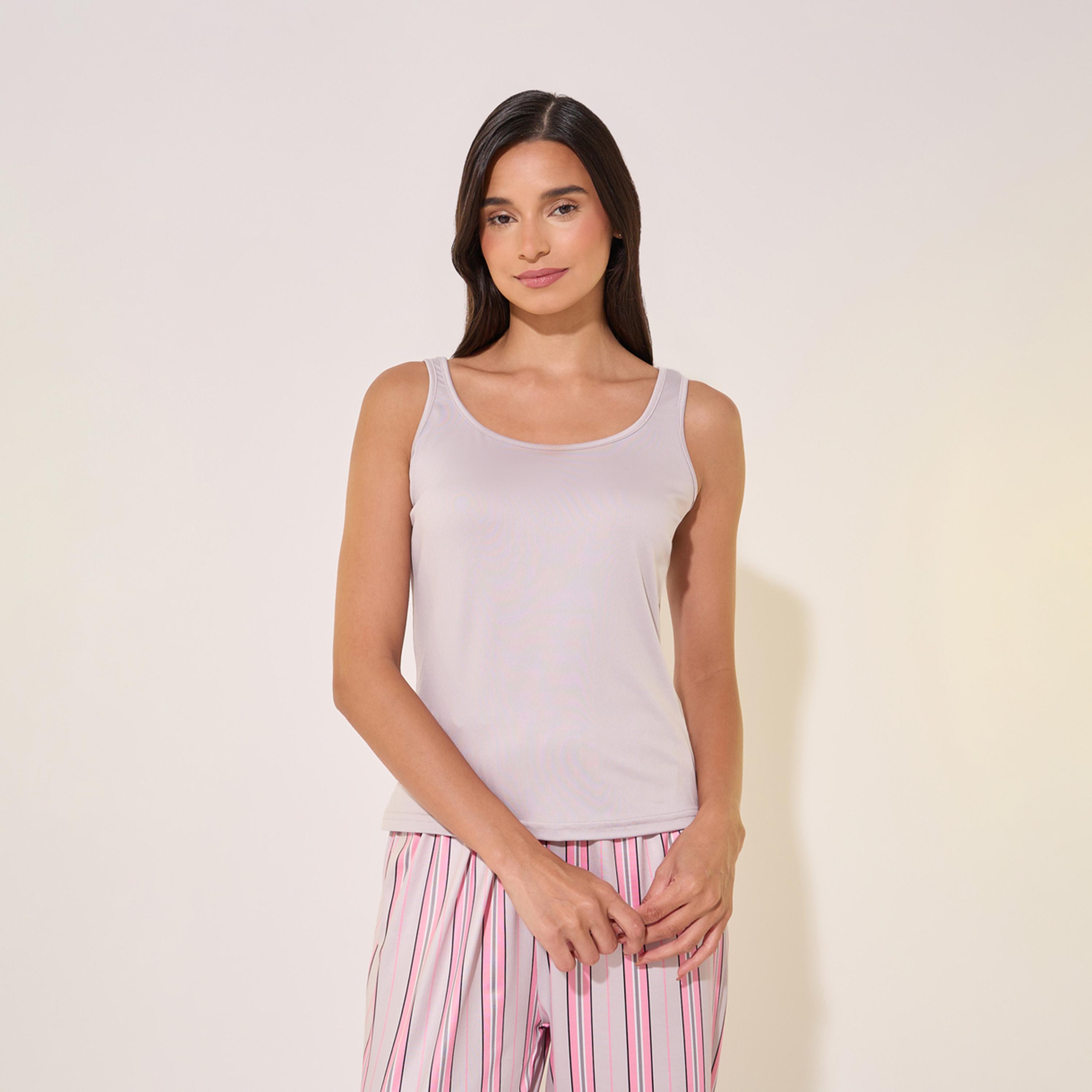 Styli Cami Top And Stripe Printed Pants Pajama Sets-women-clothing-nightwear-pyjamas-longsets-image-2