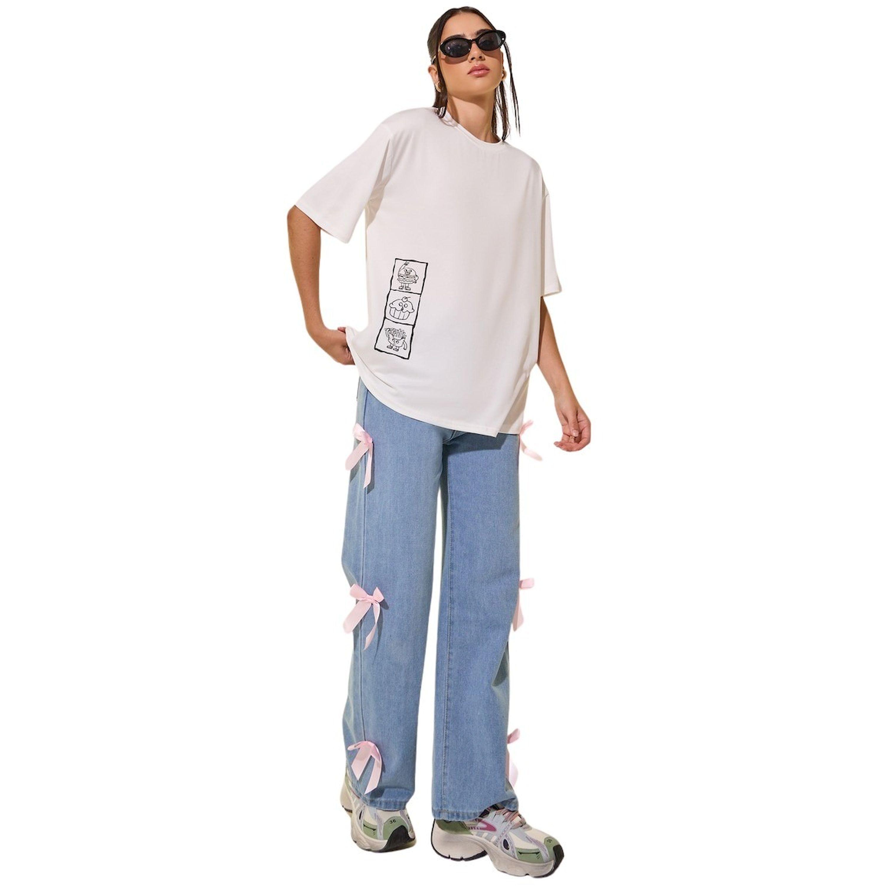Styli Women White Graphic Print Short Sleeve Oversized T-Shirt-women-clothing-tshirts-image-2