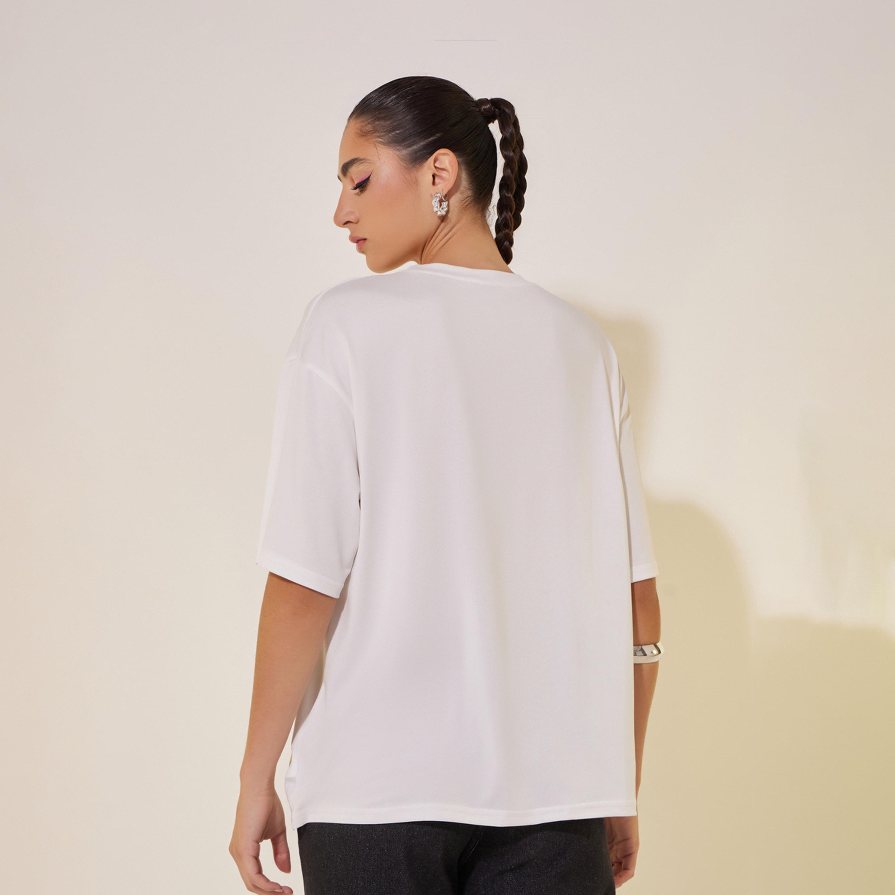 ستايلي - تي شيرت كبير الحجم بطبعة جرافيكية-women-clothing-tshirts-image-5