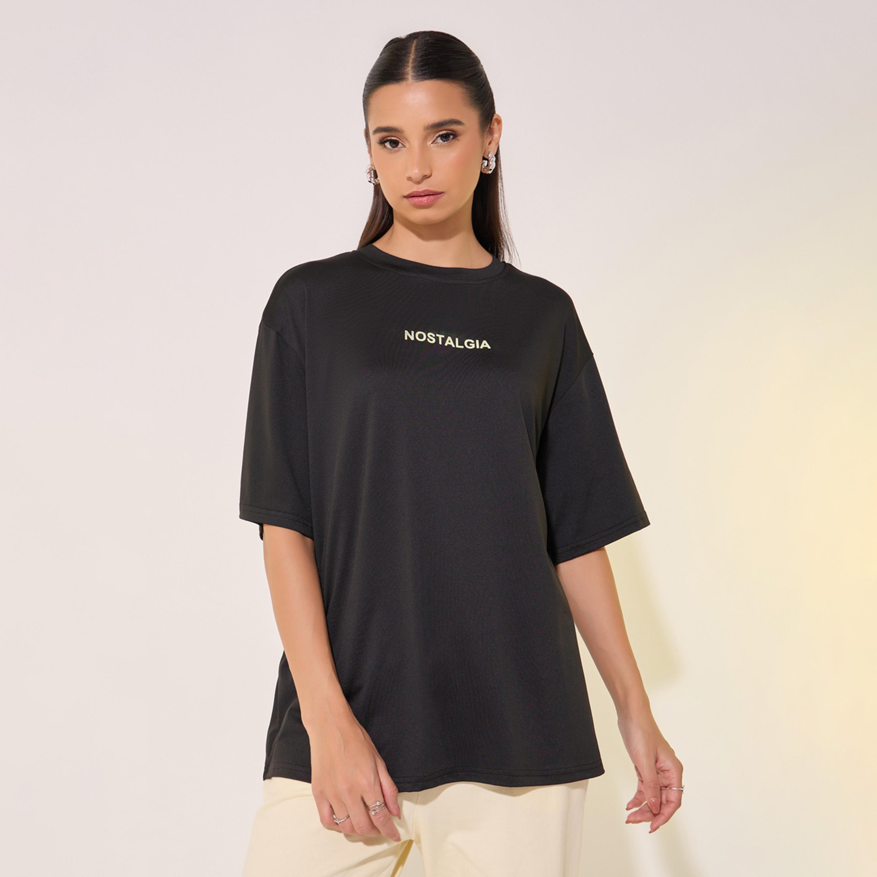 Styli Slogan Print Round Neck Oversized T-Shirt-women-clothing-tshirts-image-2