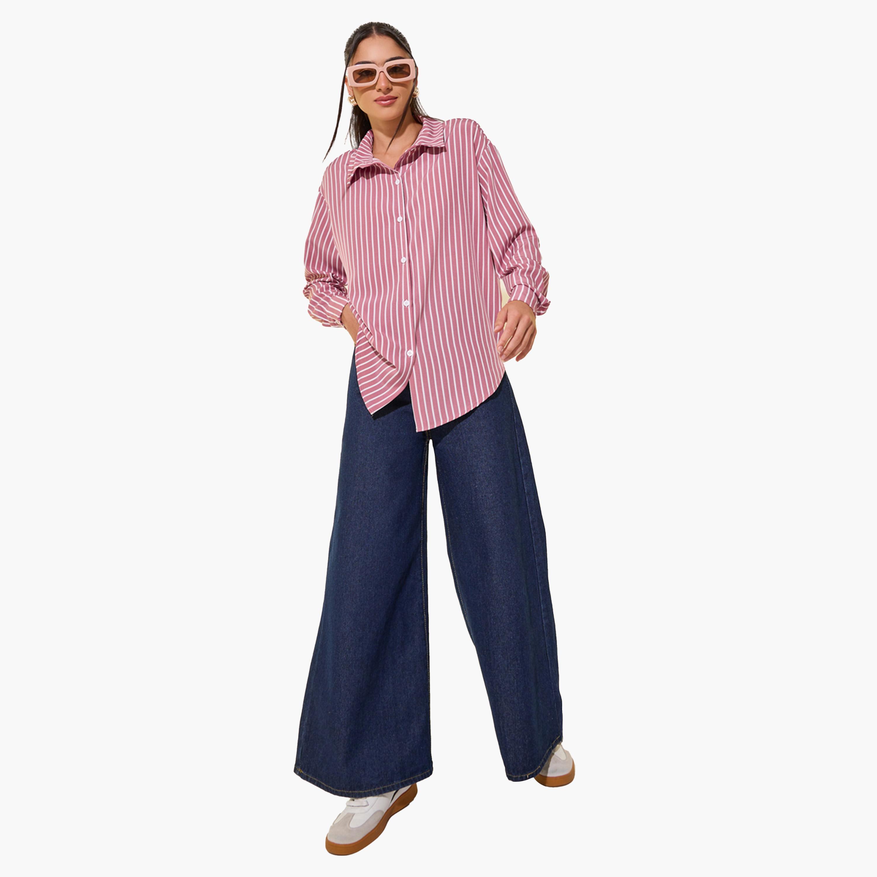 Styli Stripes Oversize Spread Collar Shirt-women-clothing-shirtsandblouses-shirts-image-2