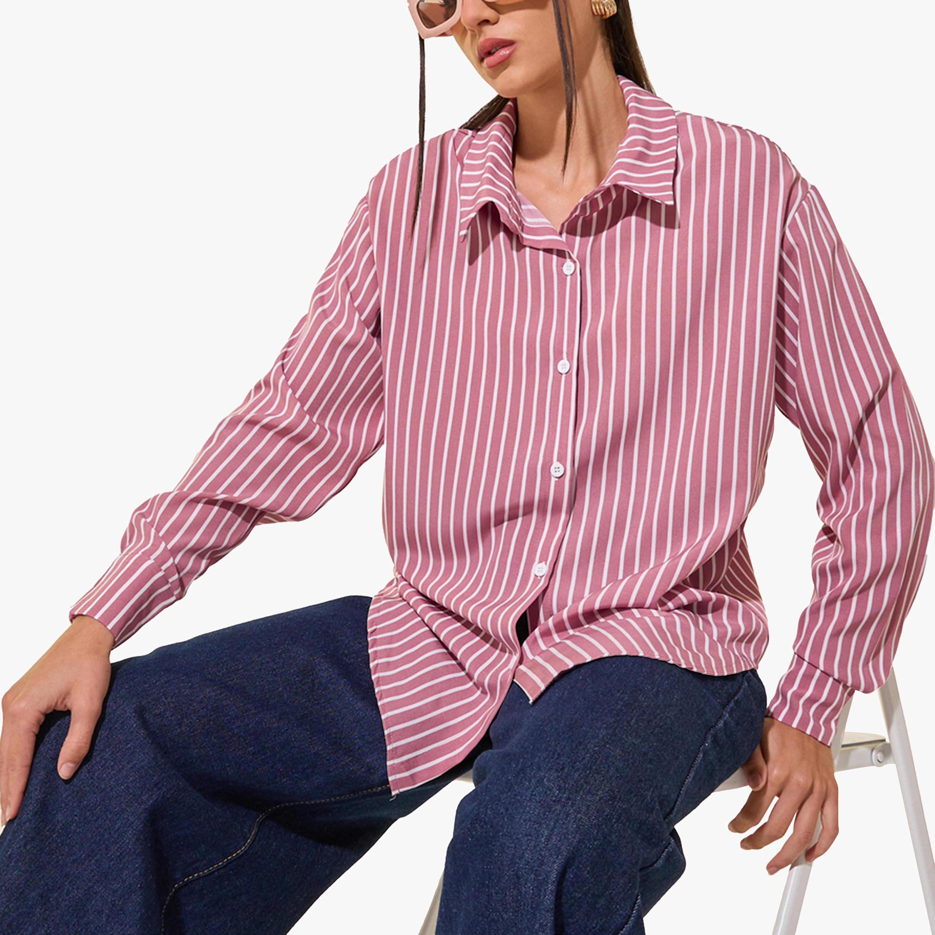 Styli Stripes Oversize Spread Collar Shirt-women-clothing-shirtsandblouses-shirts-image-3