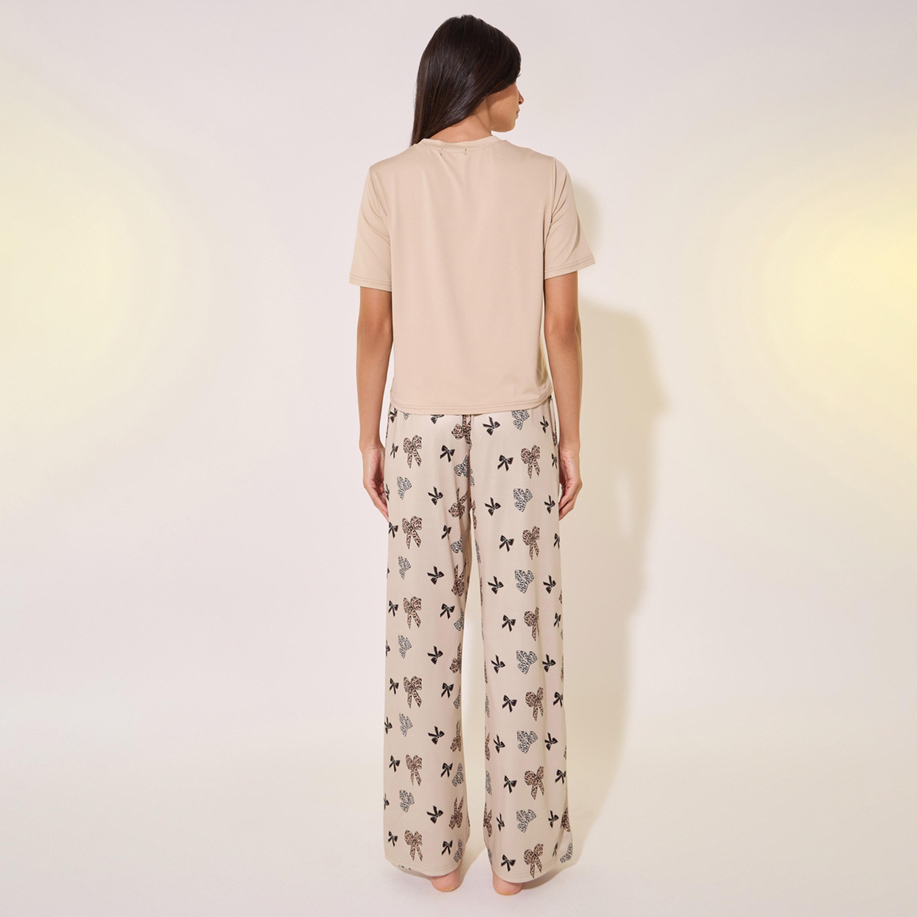 Styli Butterfly Print Round Neck T-Shirt and Pyjama Set-women-clothing-nightwear-pyjamas-longsets-image-5
