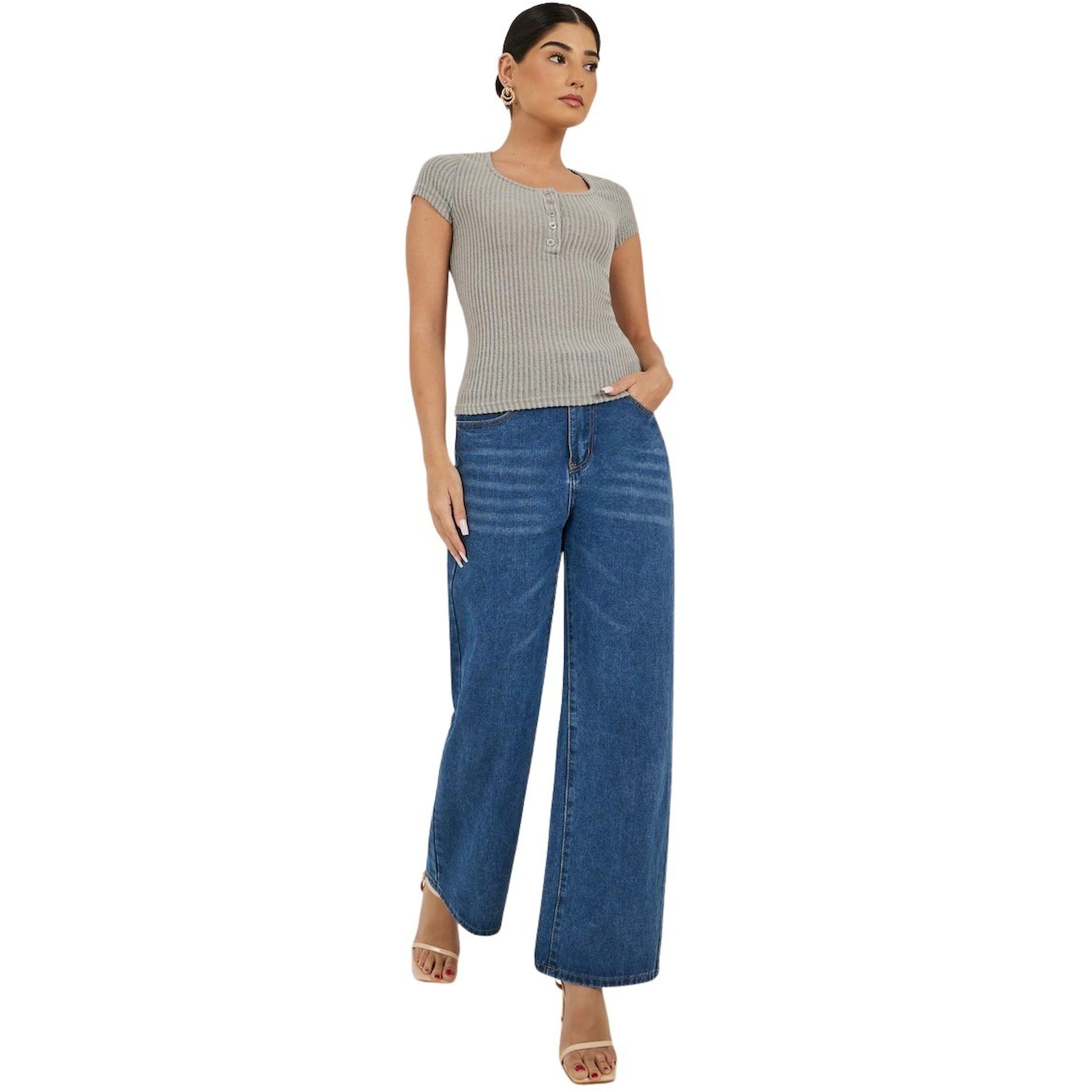 Styli Textured Short Sleeve Ribbed Knit T-Shirt-women-clothing-tshirts-image-2