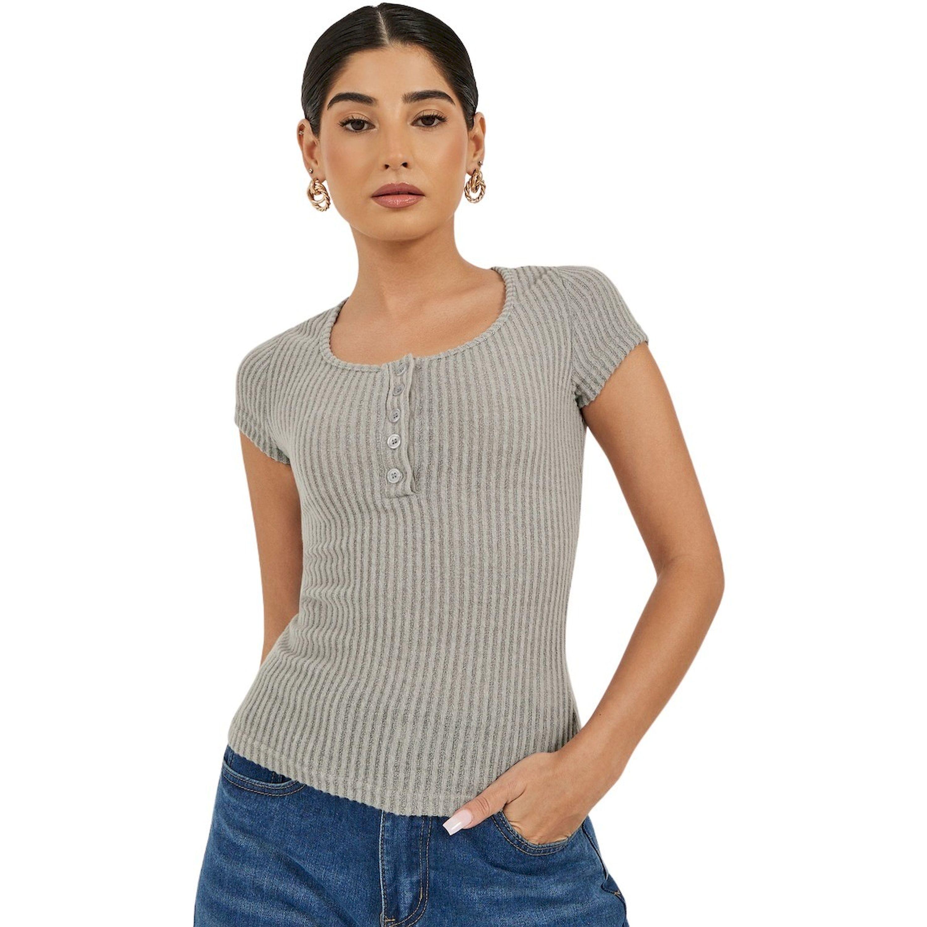 Styli Textured Short Sleeve Ribbed Knit T-Shirt-women-clothing-tshirts-image-3