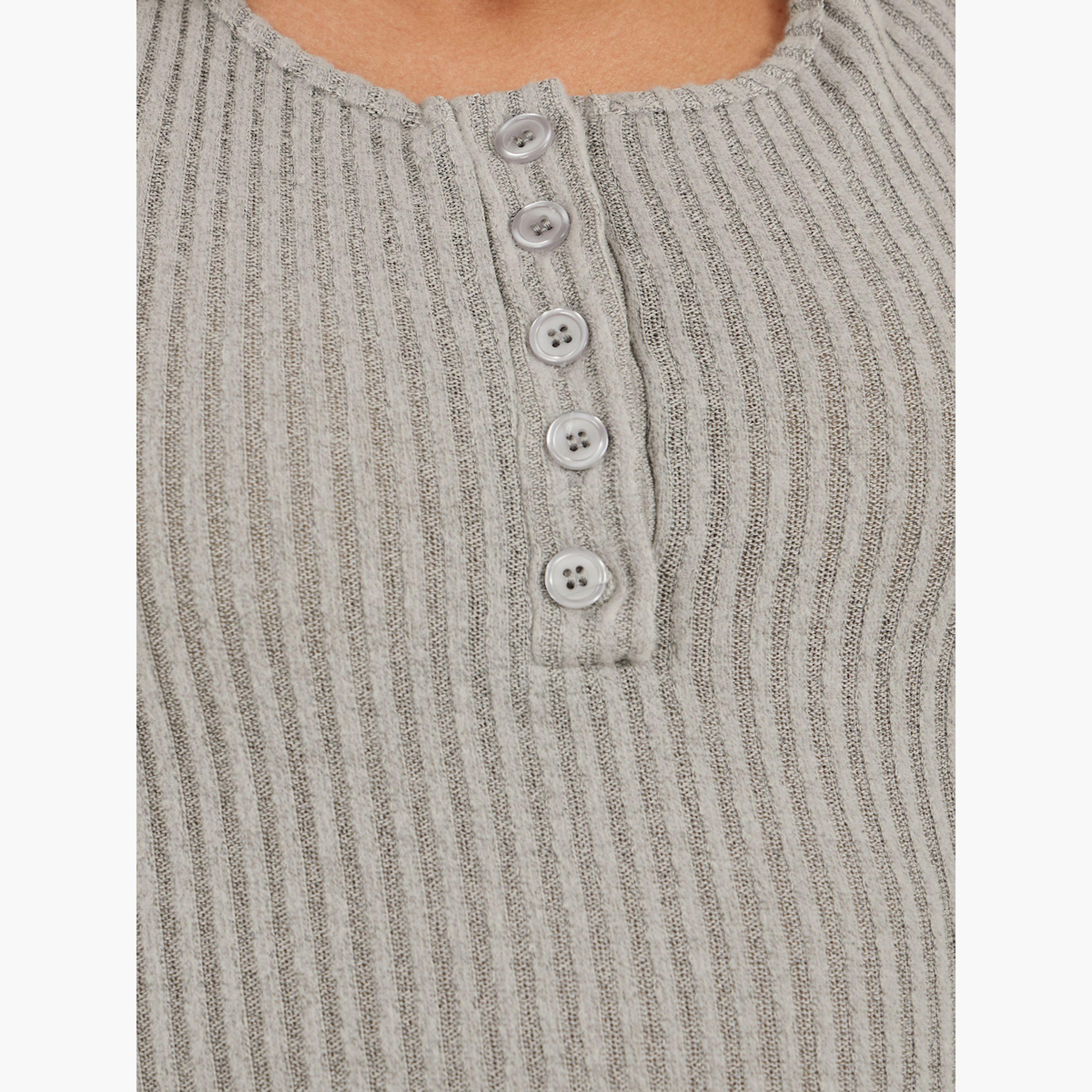 Styli Textured Short Sleeve Ribbed Knit T-Shirt-women-clothing-tshirts-image-4