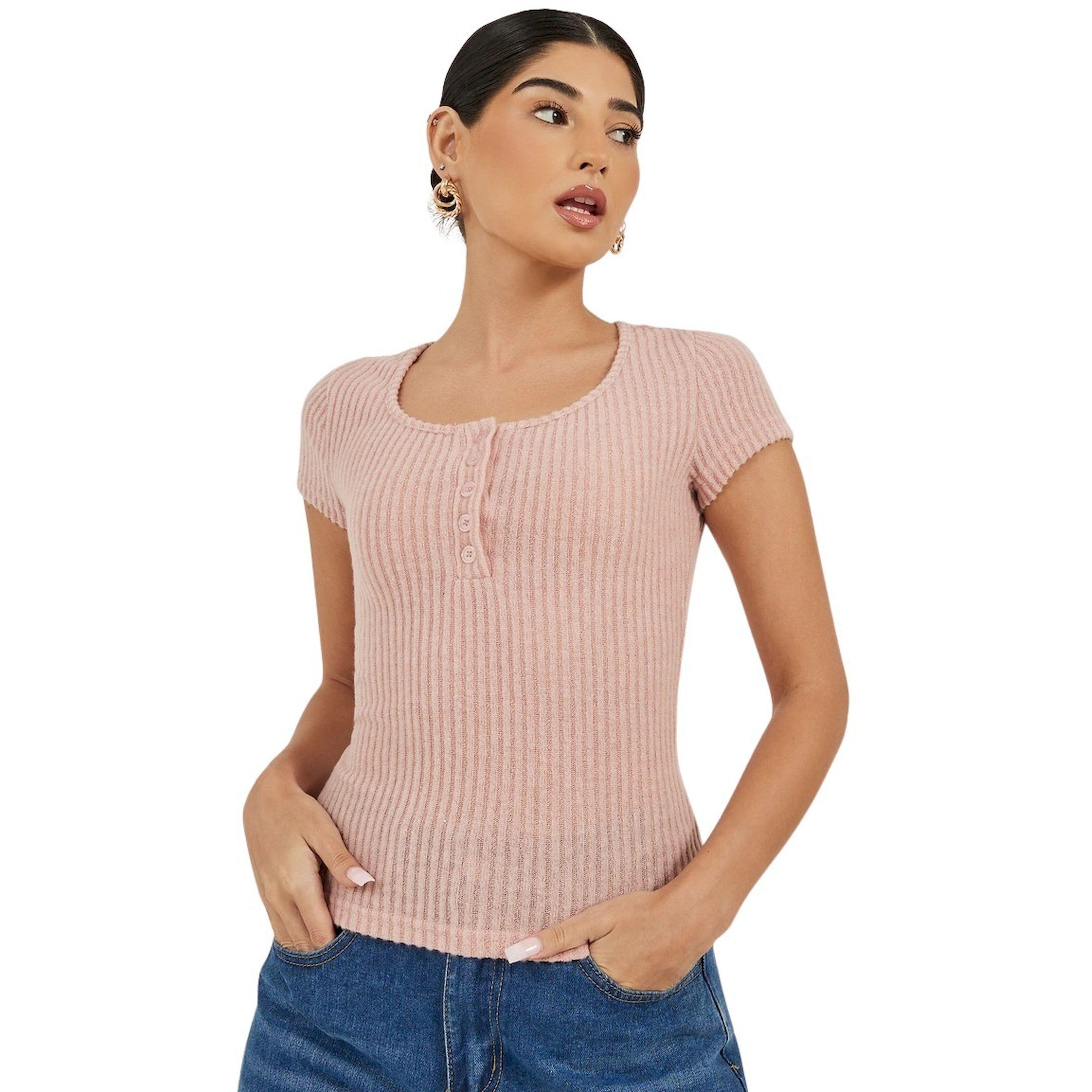 Styli Textured Short Sleeve Ribbed Knit T-Shirt-women-clothing-tshirts-image-3