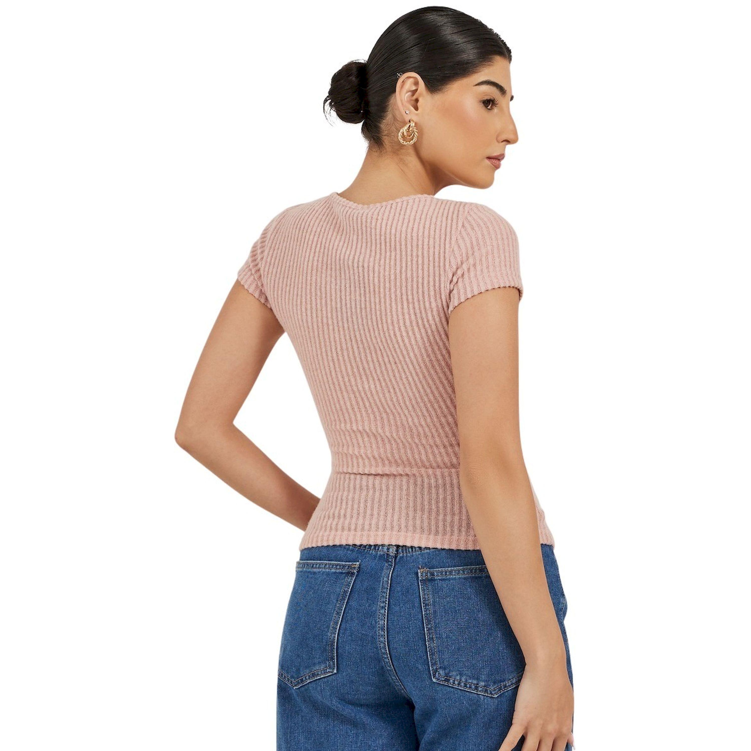 ستايلي -  تي شيرت محبوك بأكمام قصيرة ومضلع-women-clothing-tshirts-image-5