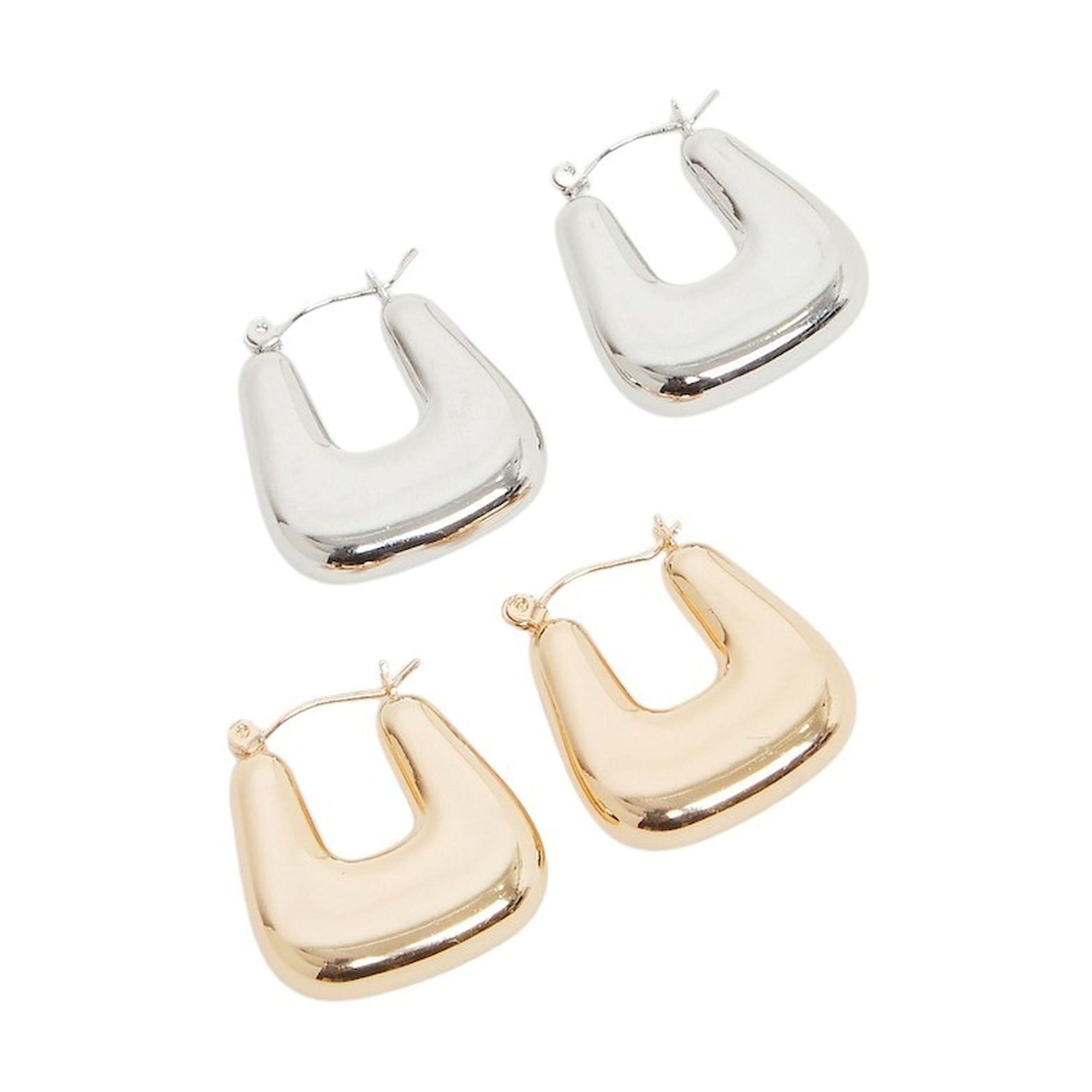 ستايلي -  مجموعة من قطعتين أقراط دائرية مربعة-women-watchesandjewellery-jewellery-earrings-image-1