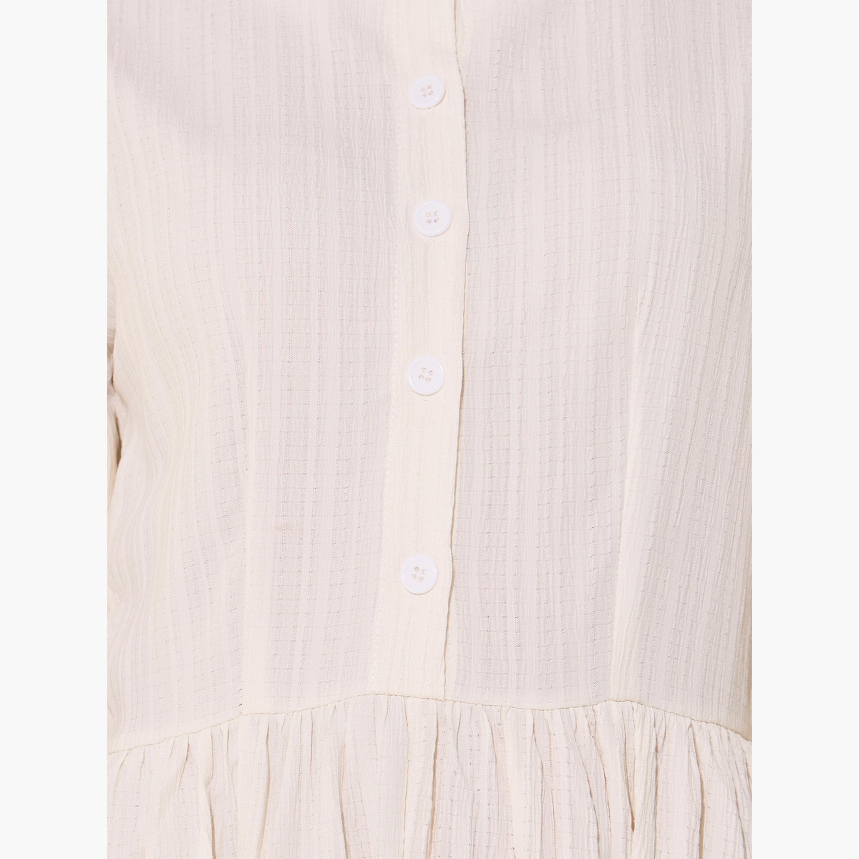 Take Two Solid Balloon Sleeve Midi Dress with Button Detail-women-clothing-dresses-image-5