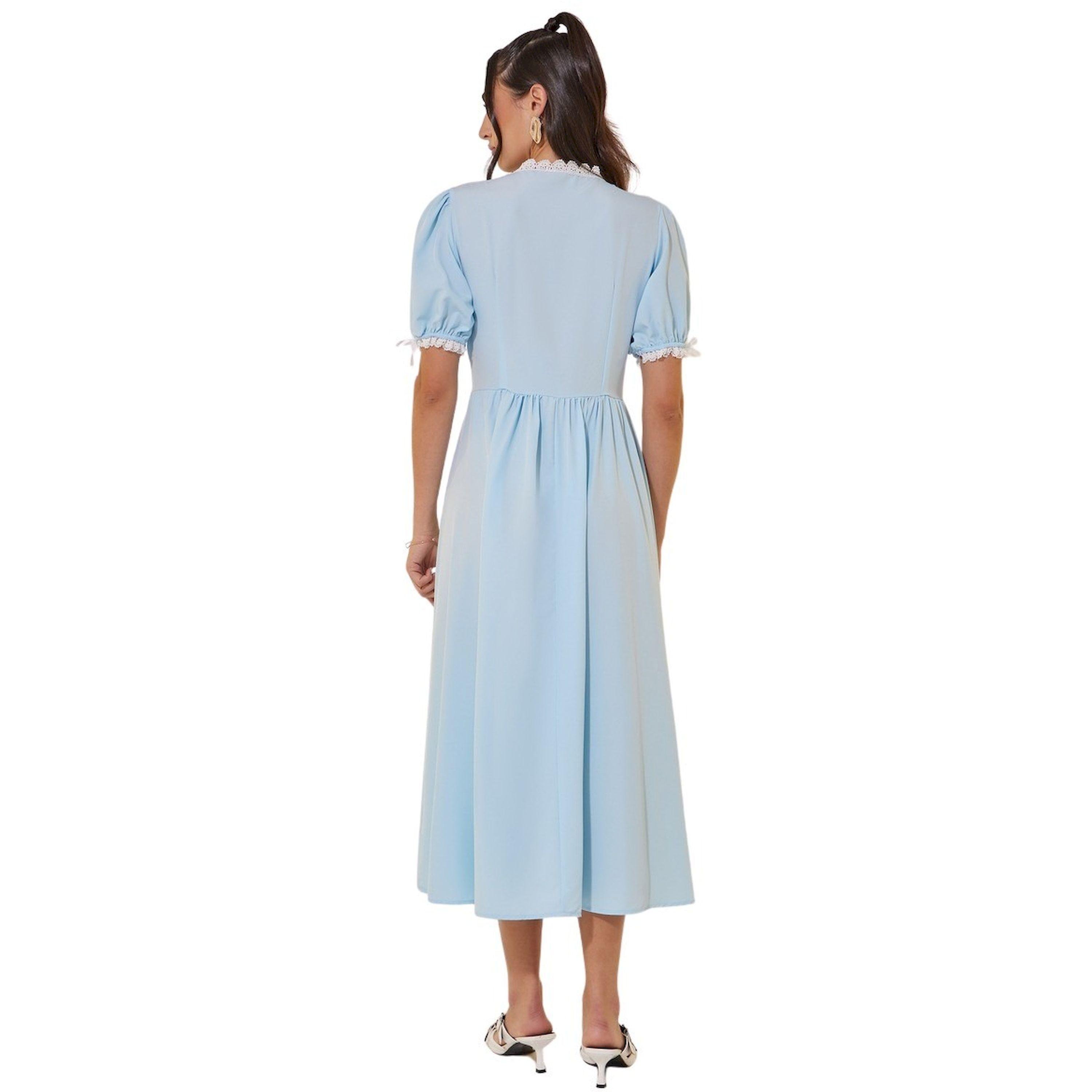 ستايلي -  فستان متوسط الطول برقبة V وتفاصيل دانتيل وأزرار-women-clothing-dresses-image-5