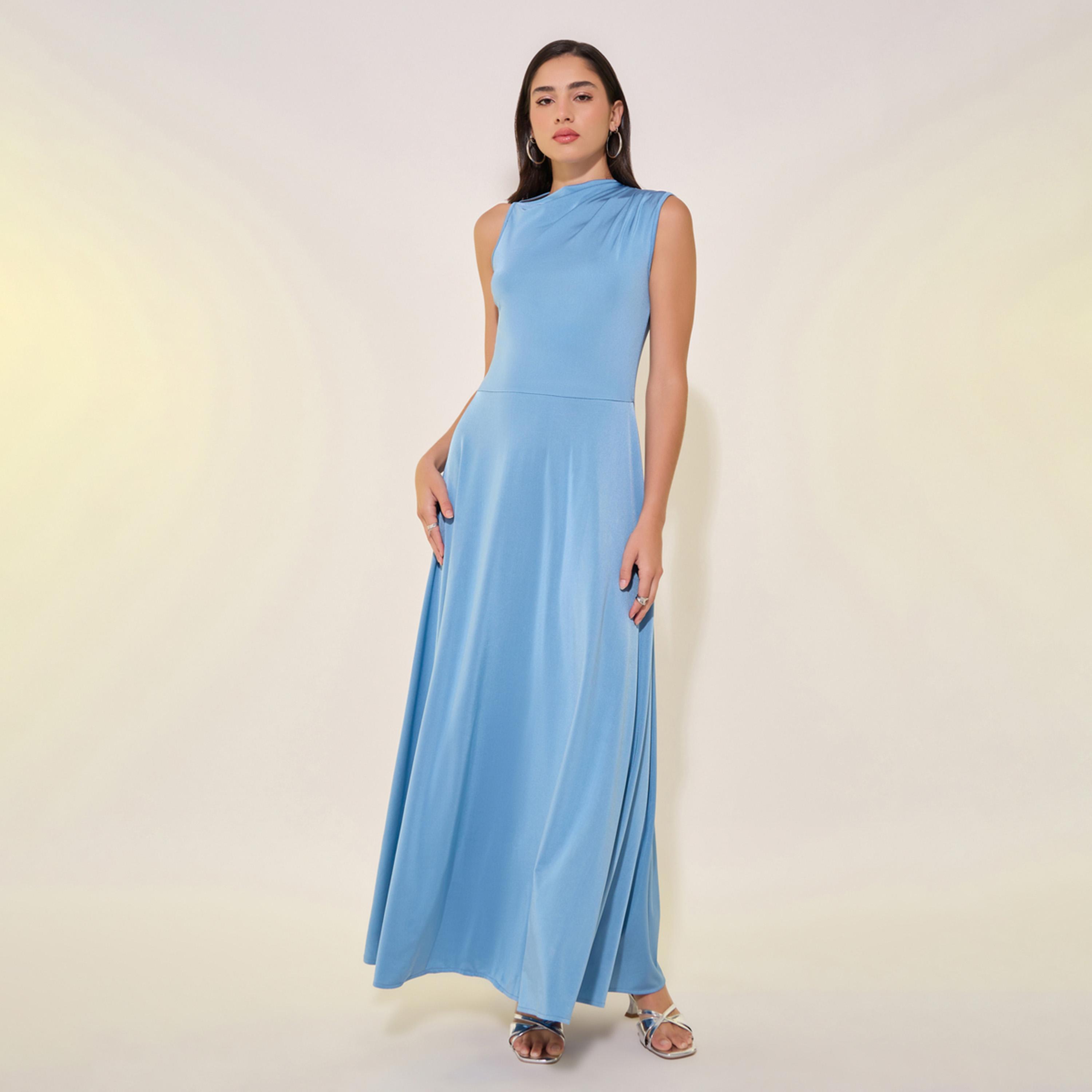 Take Two Solid Asymmetric Neck Sleeveless Maxi Dress-women-clothing-dresses-image-1