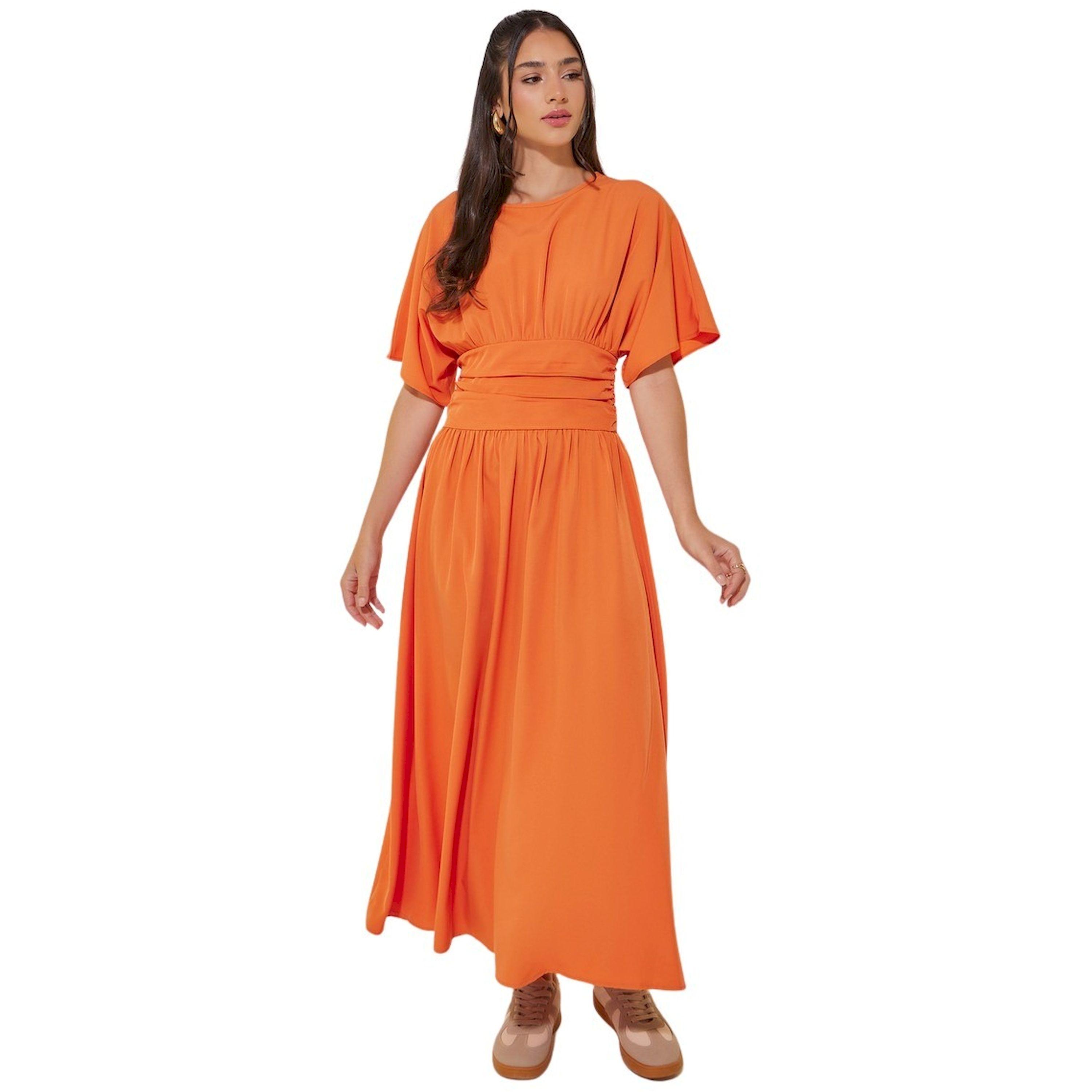 Take Two Solid Gathered Waist A-Line Midi Dress-women-clothing-dresses-image-2